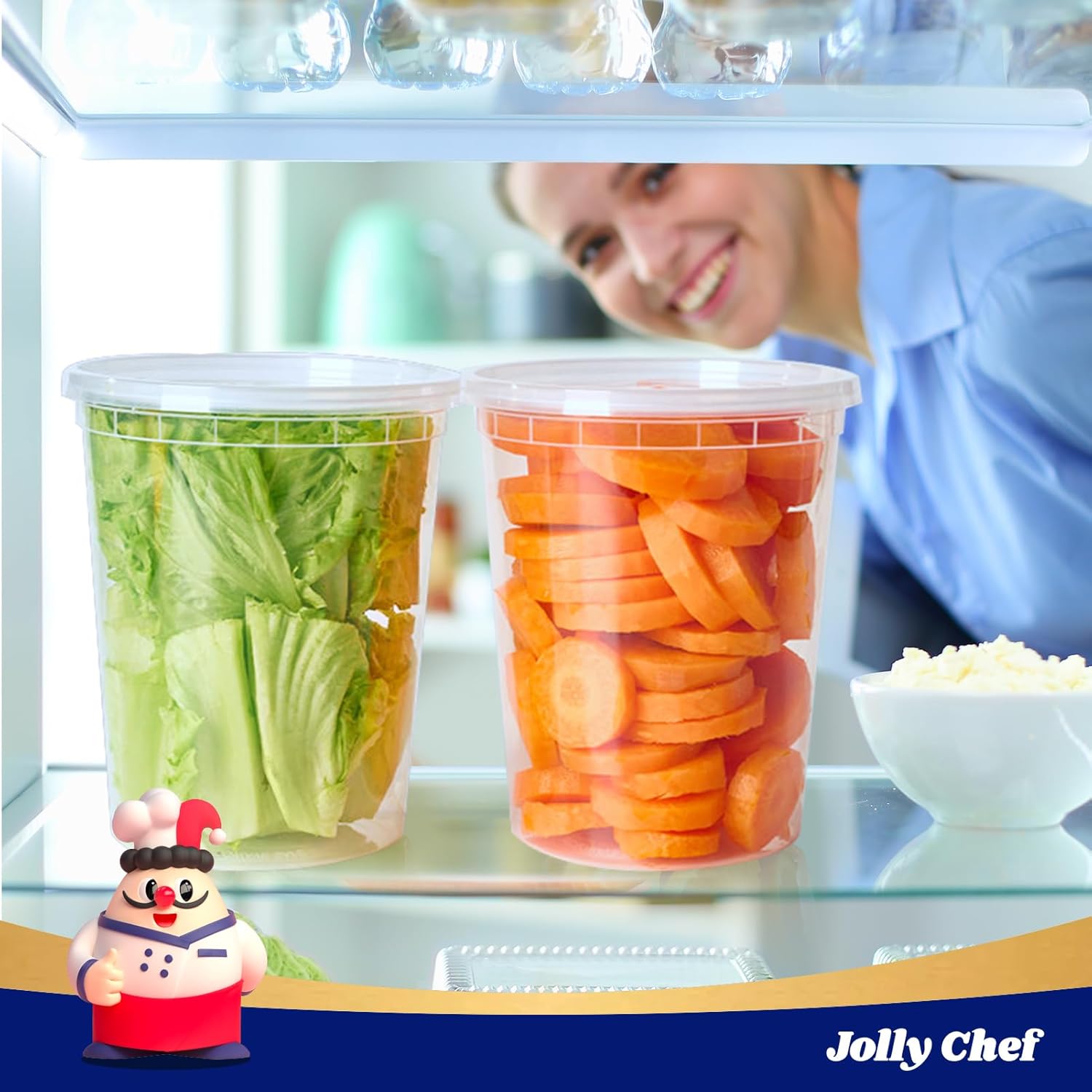 JOLLY CHEF Deli Food Storage Containers with Lids 32 OZ 48 Set Food Storage Containers,Stackable | Leakproof | Microwave | Dishwasher | Freezer Safe - Image 4