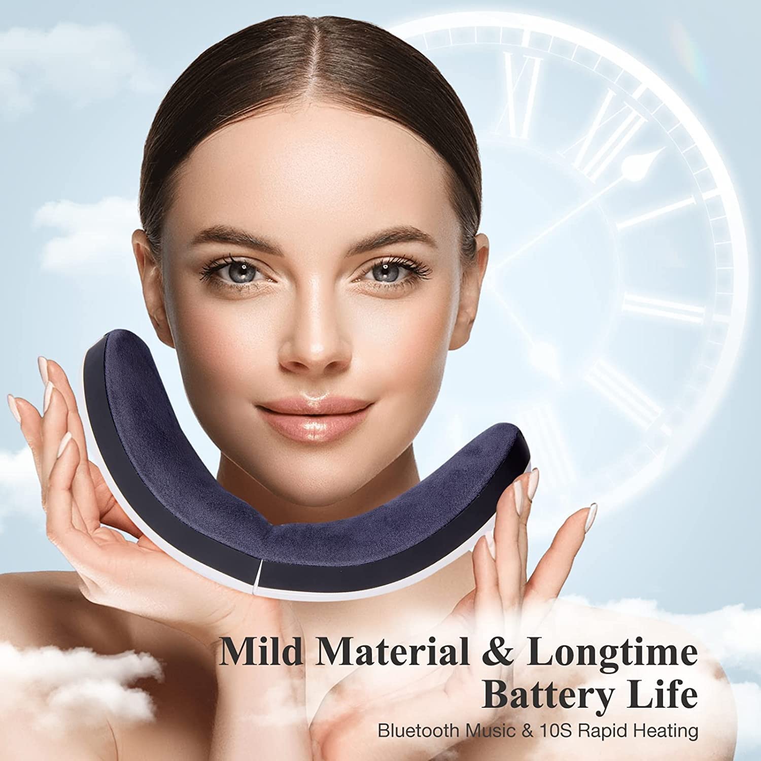 Masajeador de ojos con calor, masajeador de ojos inteligente for migrañas 6 modos con Bluetooth Música Compresión de calor Masaje de ojos Masajeador de ojos con calefacción Plegable for migraña