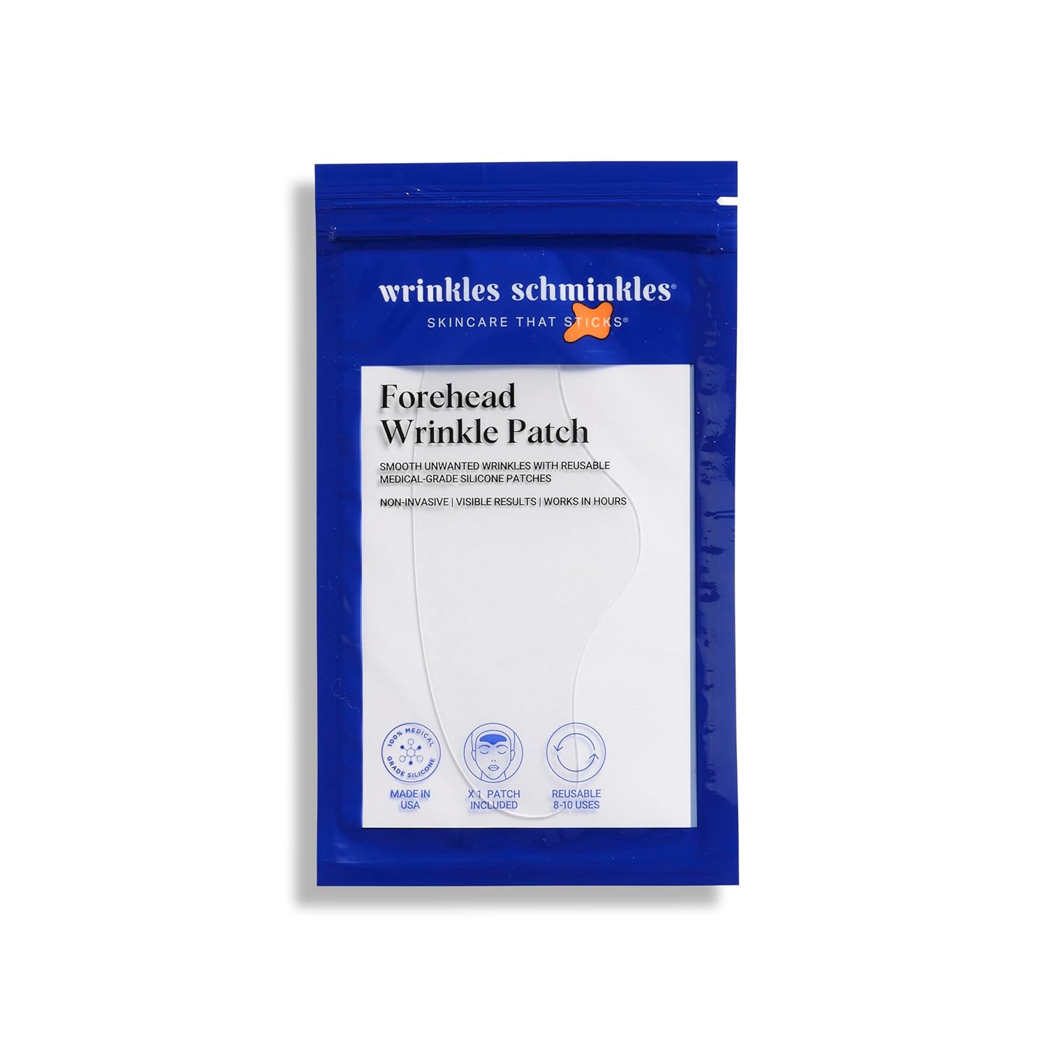 Wrinkles Schminkles Forehead Wrinkle Patches, 4-Pack, Reusable Hypoallergenic Silicone Smoothing Pads for Reducing Frown Lines & Face Lift Overnight