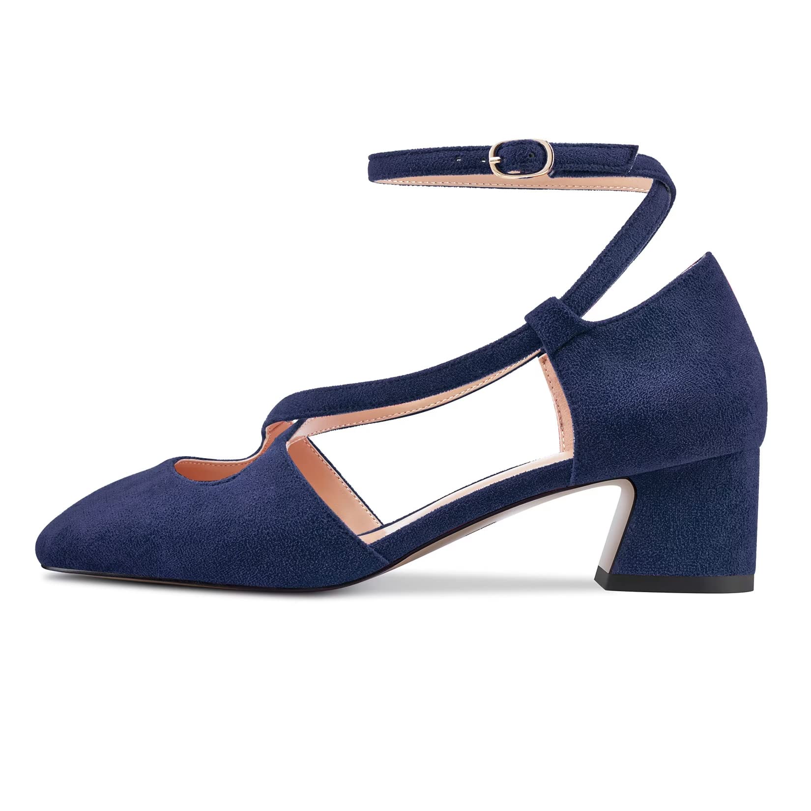 Castamere Donna Medio Chunky Blocco Tacco Heel Quadrata Punta Cinturino Incrociato Pumps Feste Cute Scarpe