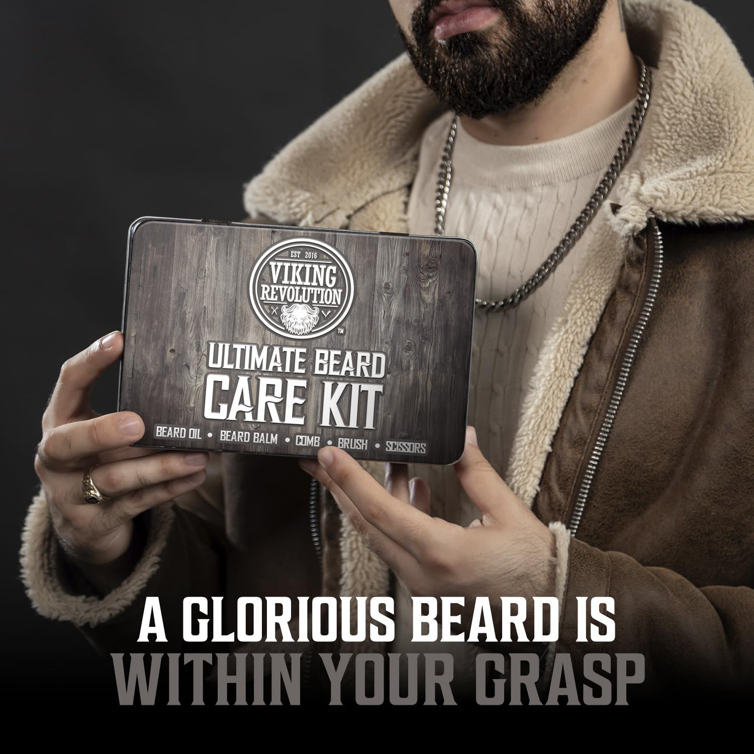 Viking Revolution - Ultimate Beard Kit - Beard Grooming Kit with Beard Brush, Beard Comb, Beard Balm, Beard Oil, Beard & Moustache Scissors - Gifts for Men