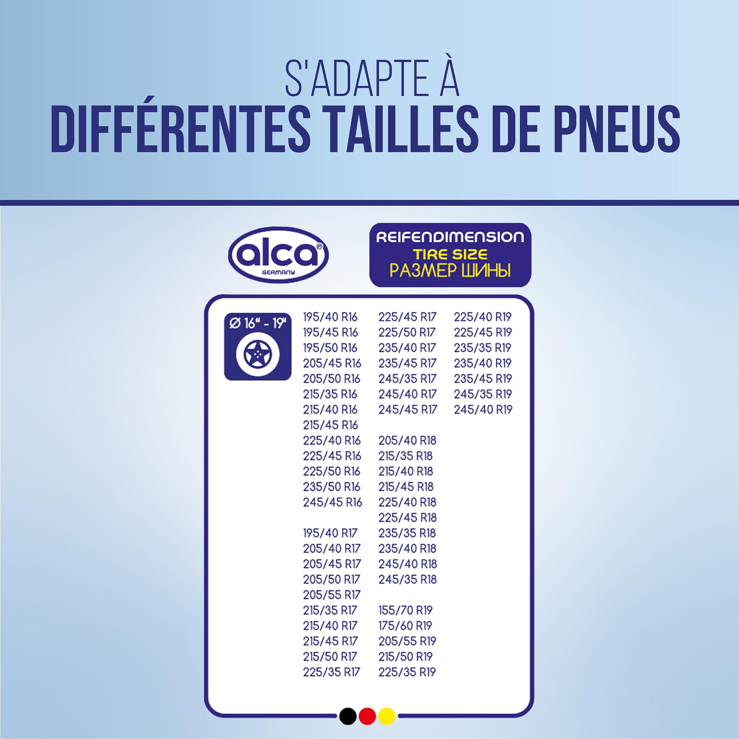 alca® Sabot de roue, largeur maximale du pneu : 245 mm, 16 à 19 pouces, niveau de sécurité 4