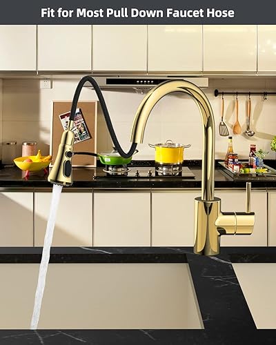 Vista 15 de Hibbent Reemplazo de cabezal de grifo de cocina extraíble, 3 funciones NSF/ANSI/CAN 61 y boquilla rociadora de fregadero certificada CUPC, 15 Bronce