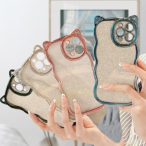 Miniatura 6 de ZCDAYE Funda para iPhone 11, bonito diseño de orejas de gato 3D de lujo, parte trasera con purpurina brillante, forma ondulada, suave TPU para