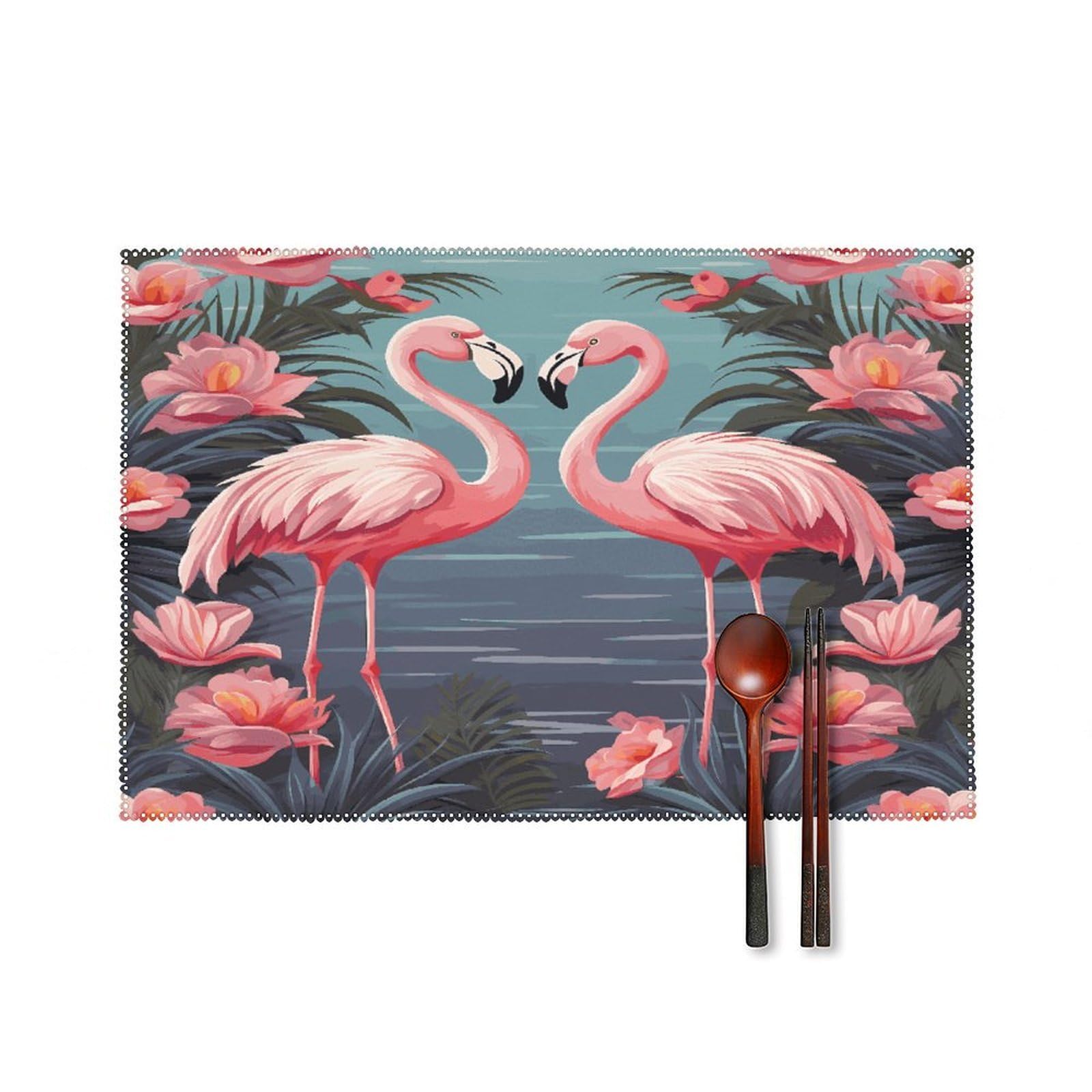 Fodpand Style Flock Of Tropical Flamingos Placemats Set Of 4 Place Mats Table Mats