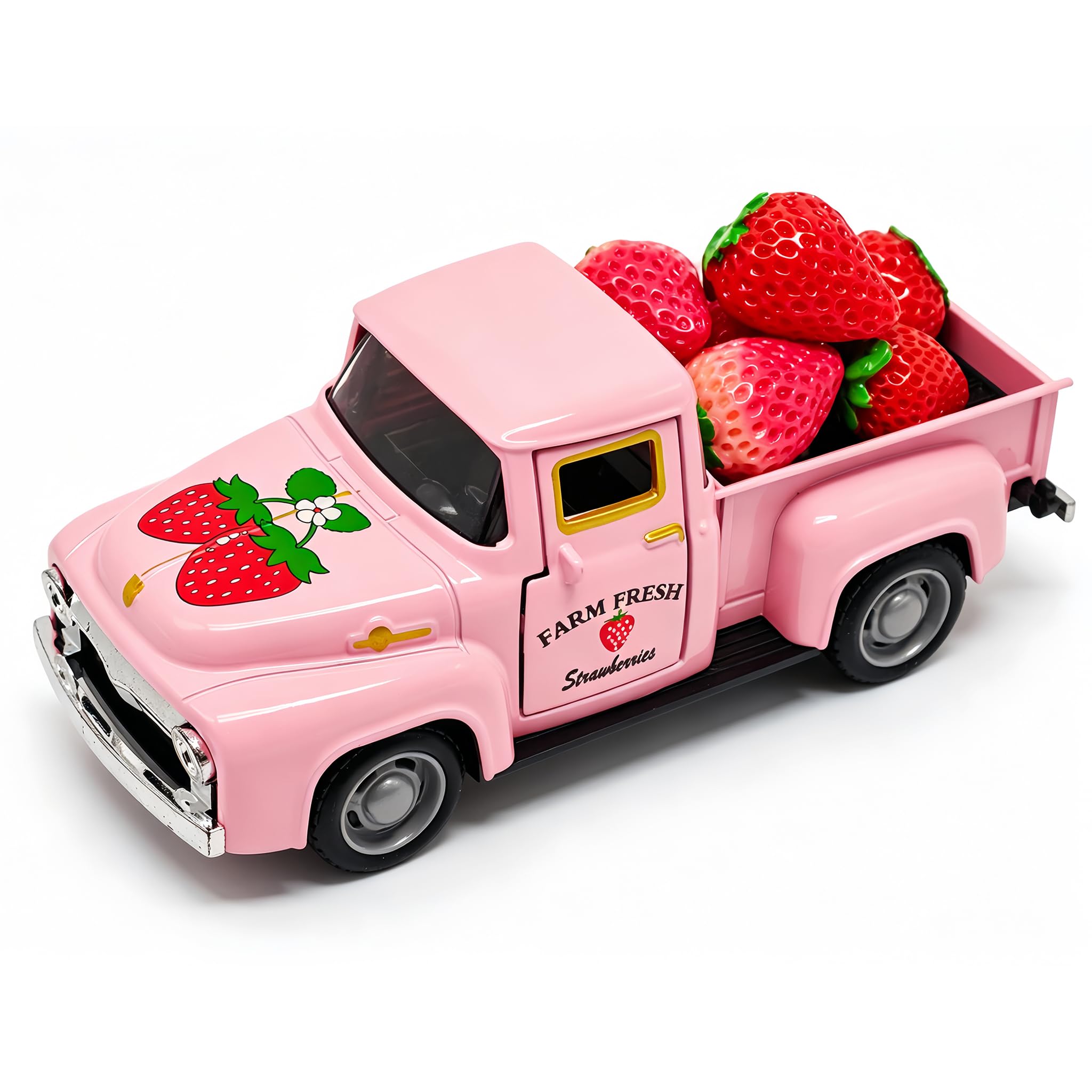 Photo 1 of YimiBloss Strawberry Farmhouse Truck Decor Filled with Fake Strawberries