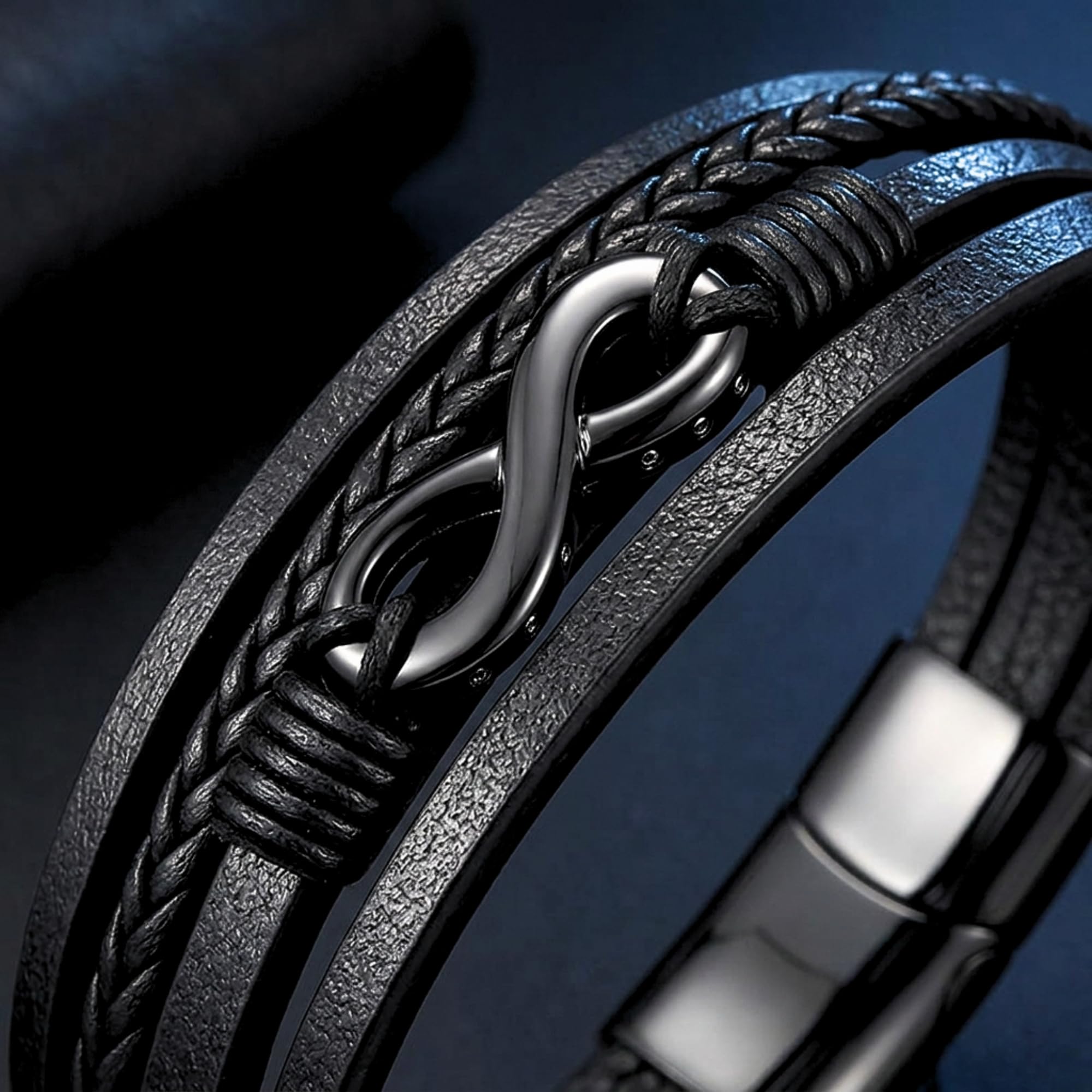 UNIQAL | Unendlichkeit Leder Armband "ETERNAL" Infinity Bracelet | Geschenk box | Magnetverschluss