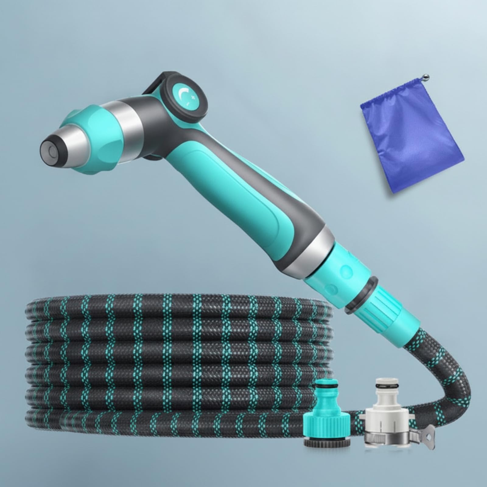 Kit Pistola a Pressione con Borsa Ergonomica Alta Pressione Antiscivolo Attrezzatura per Lavaggio Auto, 15 Metri