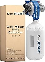 Rockler Dust Right 1250 CFM Wall Mount Dust Collector with Remote & Y-Adapter - Space-Saving Wood Shop Air Filtration