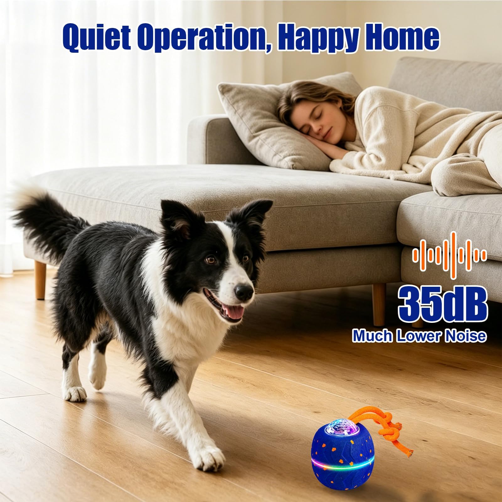 Jouet interactif intelligent pour chien, jouet d'enrichissement pour chien, balle d'aboiement pour chien, matériau E-TPU, jouet électrique à mouvement automatique et roulant pour chien avec