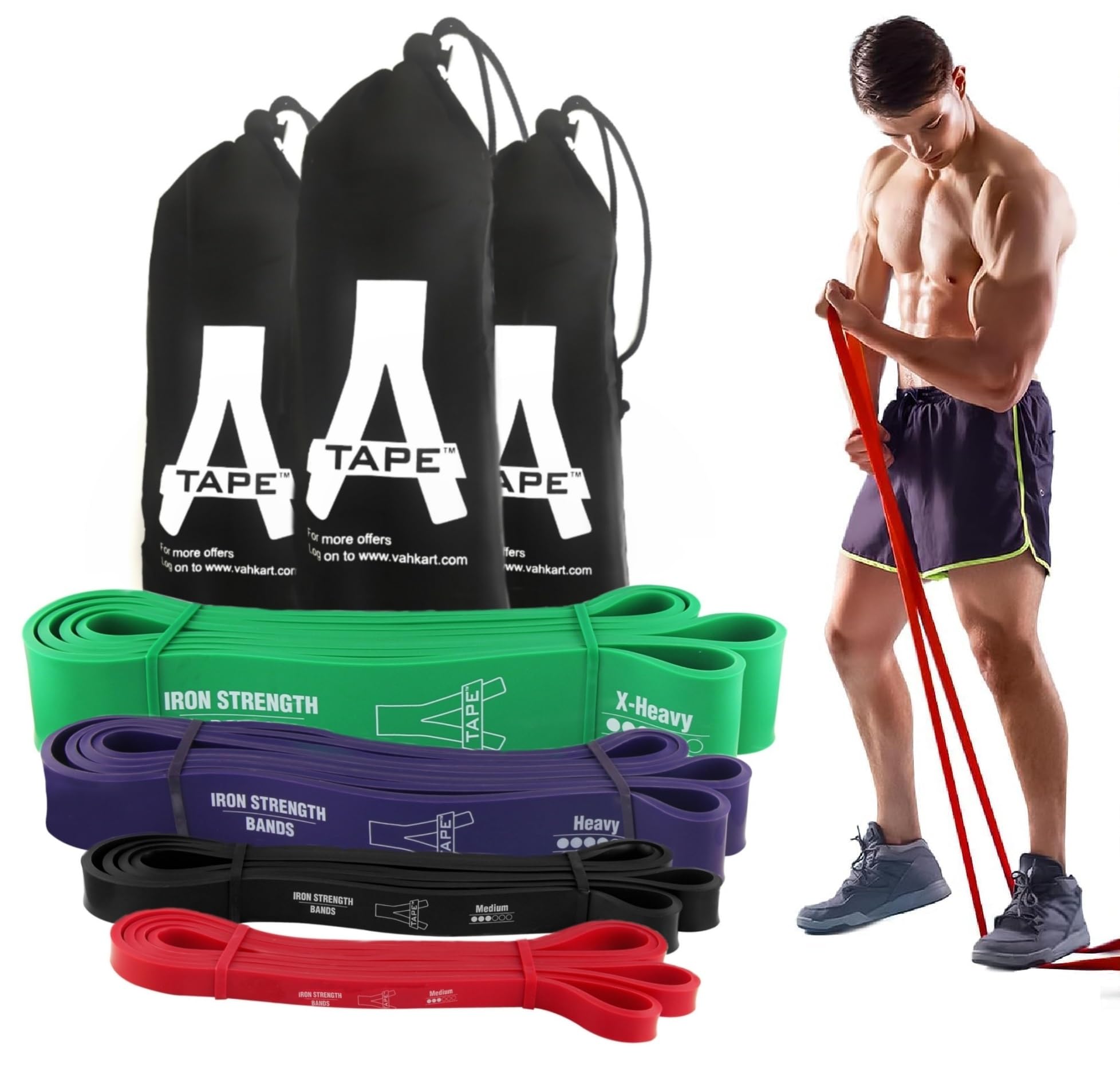 A-TAPE Iron Strength Resistance Super Loop Band for Workout Exercise, Fitness, Pull Up, Gym for Men & Women (41 inch) with 1 Year Replacement Warranty (All Set of 4) (B0DB8GYR5S) Amazon Price History, Amazon Price Tracker