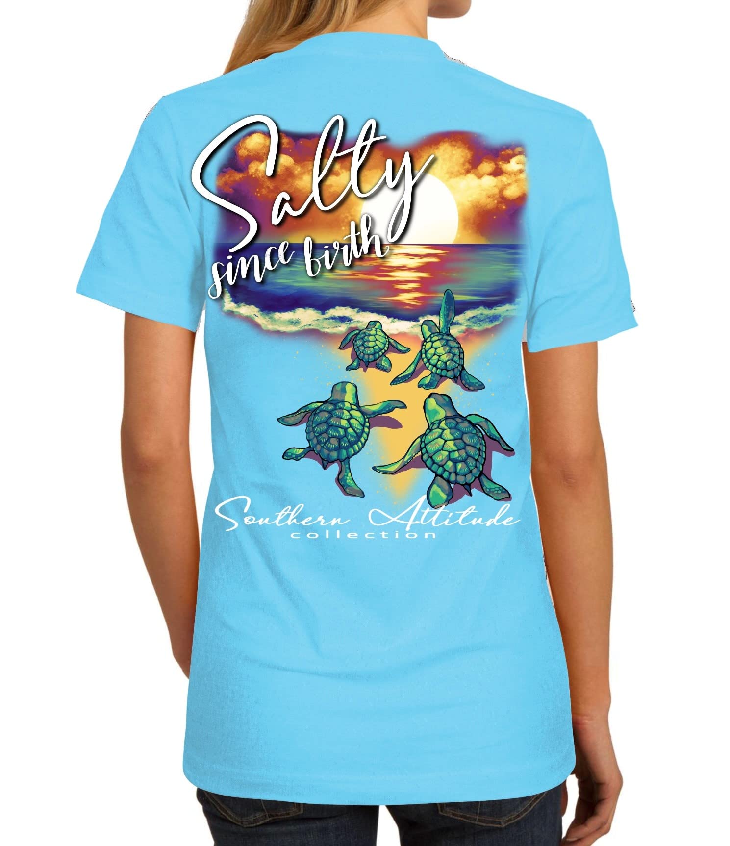 Southern AttitudeSalty Since Birth - Sky Blue Women's T-Shirt