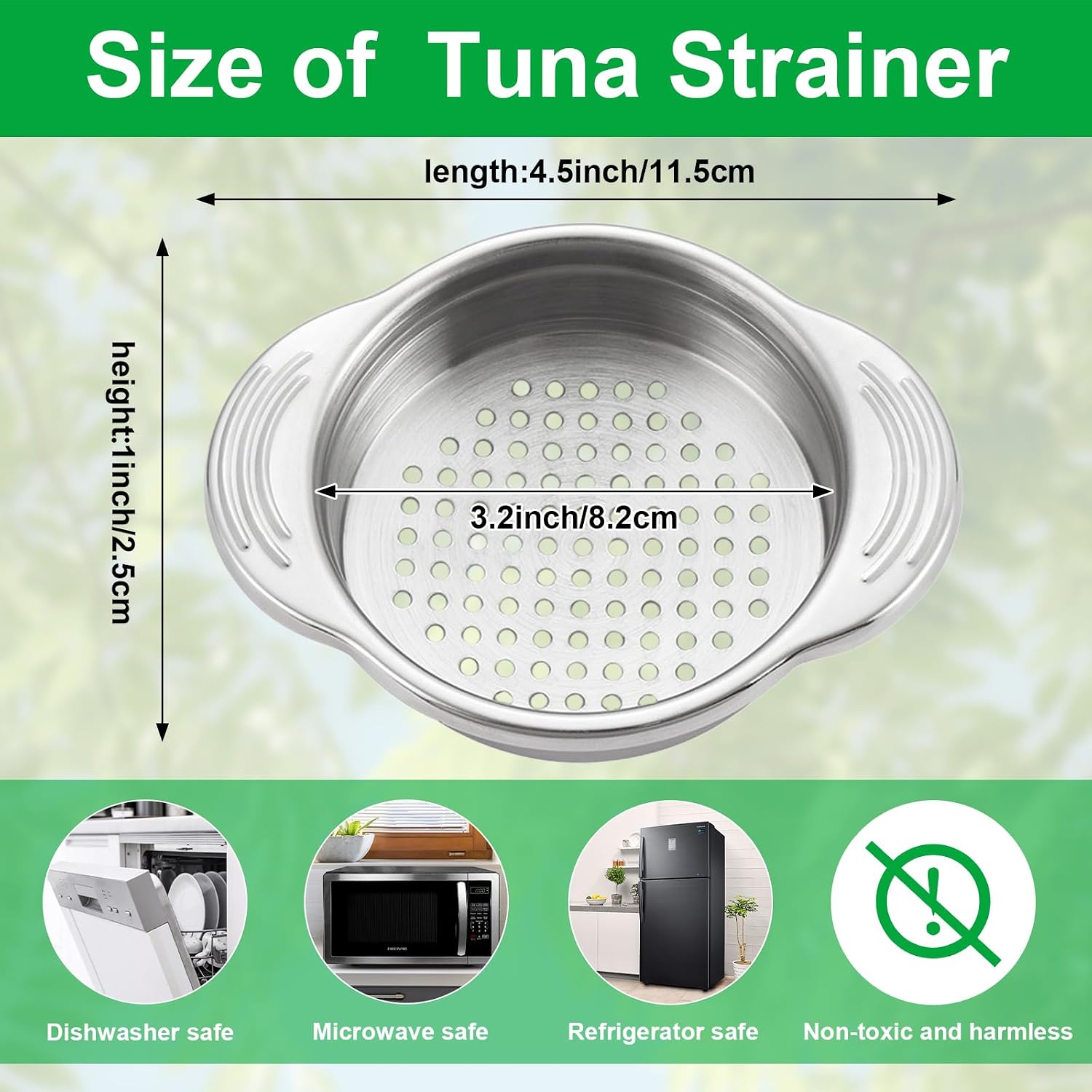 2 Pcs Stainless Steel Strainer, Metal Sieve Can Drainer, Food Grade Dishwasher Safe Tuna Press Oil Drainer Filter Colander for Kitchen Canned Beans Vegetables
