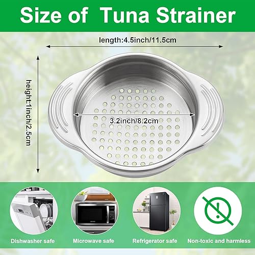 Miniatura 2 de 2 coladores de acero inoxidable, escurridor de latas de metal, apto para lavavajillas, prensa de atún de grado alimenticio, escurridor de aceite,