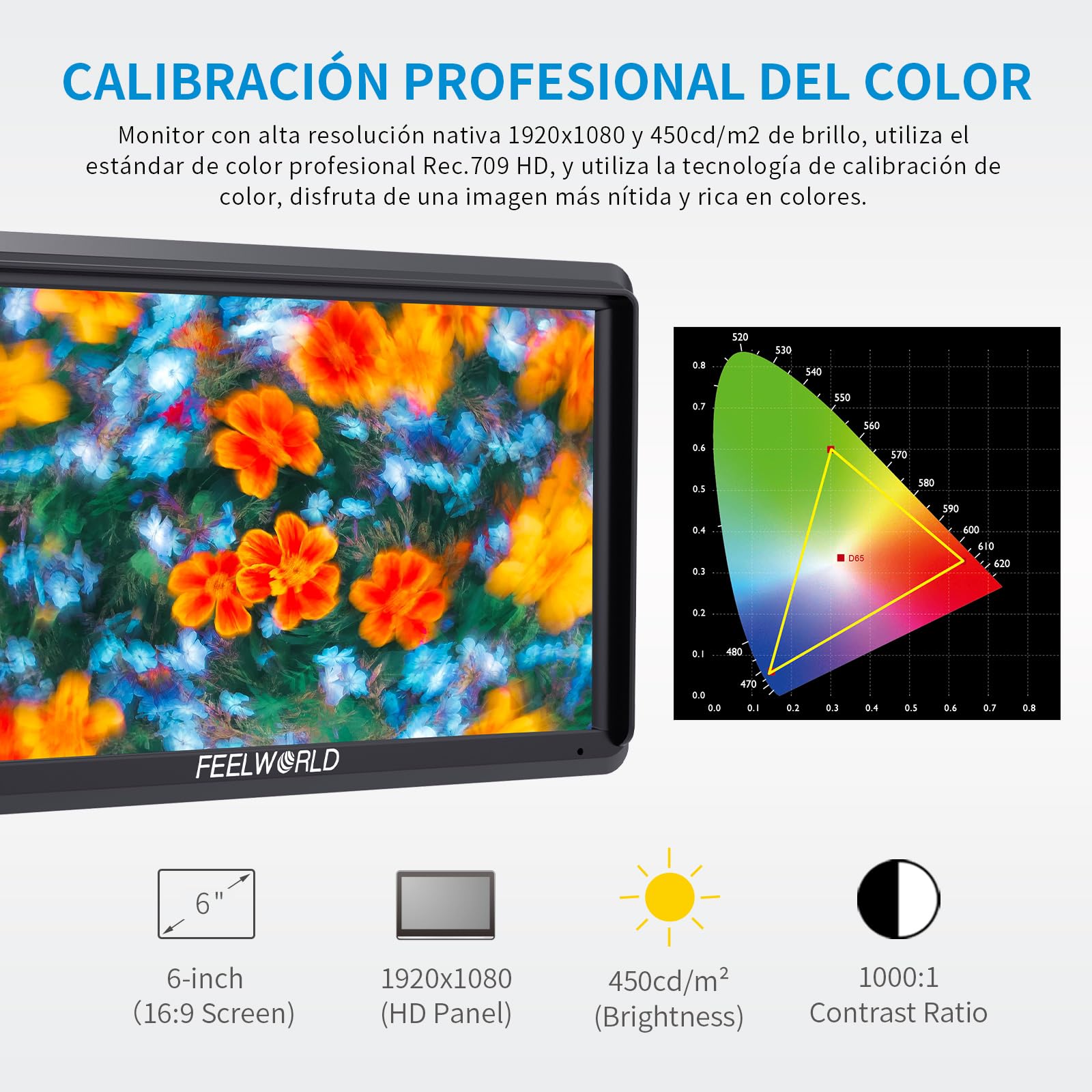 Feelworld S55 5.5 Pulgadas On Camera Field Monitor de Campo DSLR Cámara Small Full HD 1920x1152 IPS Peaking Focus Video Assist con 4K HDMI 8.4V DC Input Output Incluyen Tilt Arm