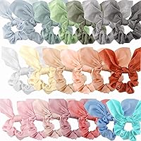 Vista 9 de Paquete de 20 coleteros de satén negro para mujer, lazos para el cabello grueso, bonitos coleteros con lazo para niñas, 20 accesorios para el cabello