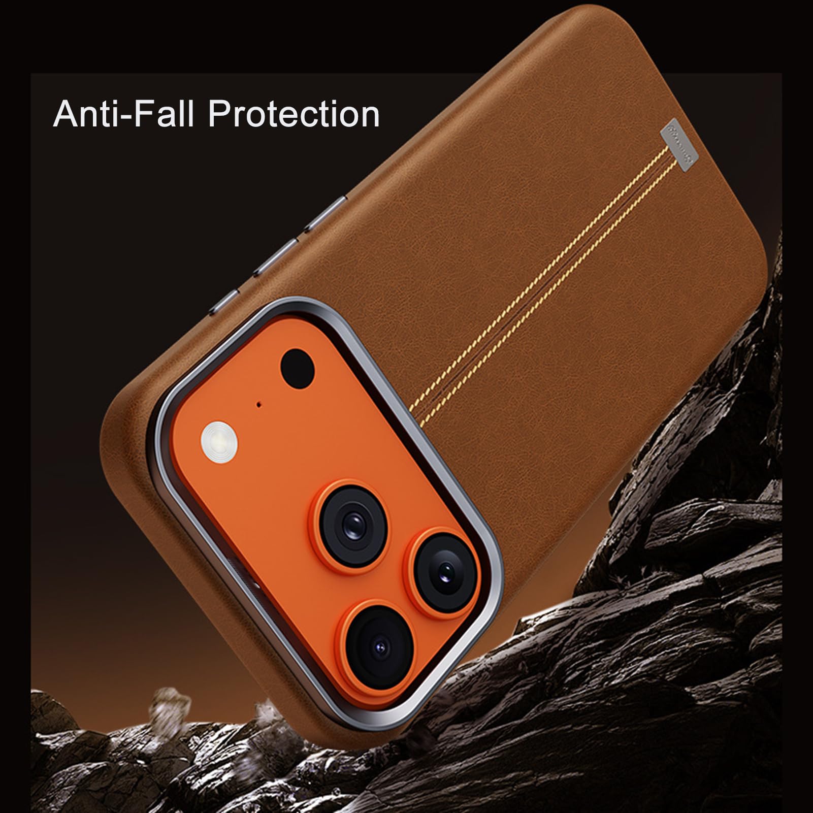 Magnetisch Hülle Für iPhone 17 Pro Max/17 Pro/Air/17, Mattes Veganes Leder Kabelloses Laden Handyhüllen Stilvolle rutschfeste Schutzhülle,Schwarz,17 Pro