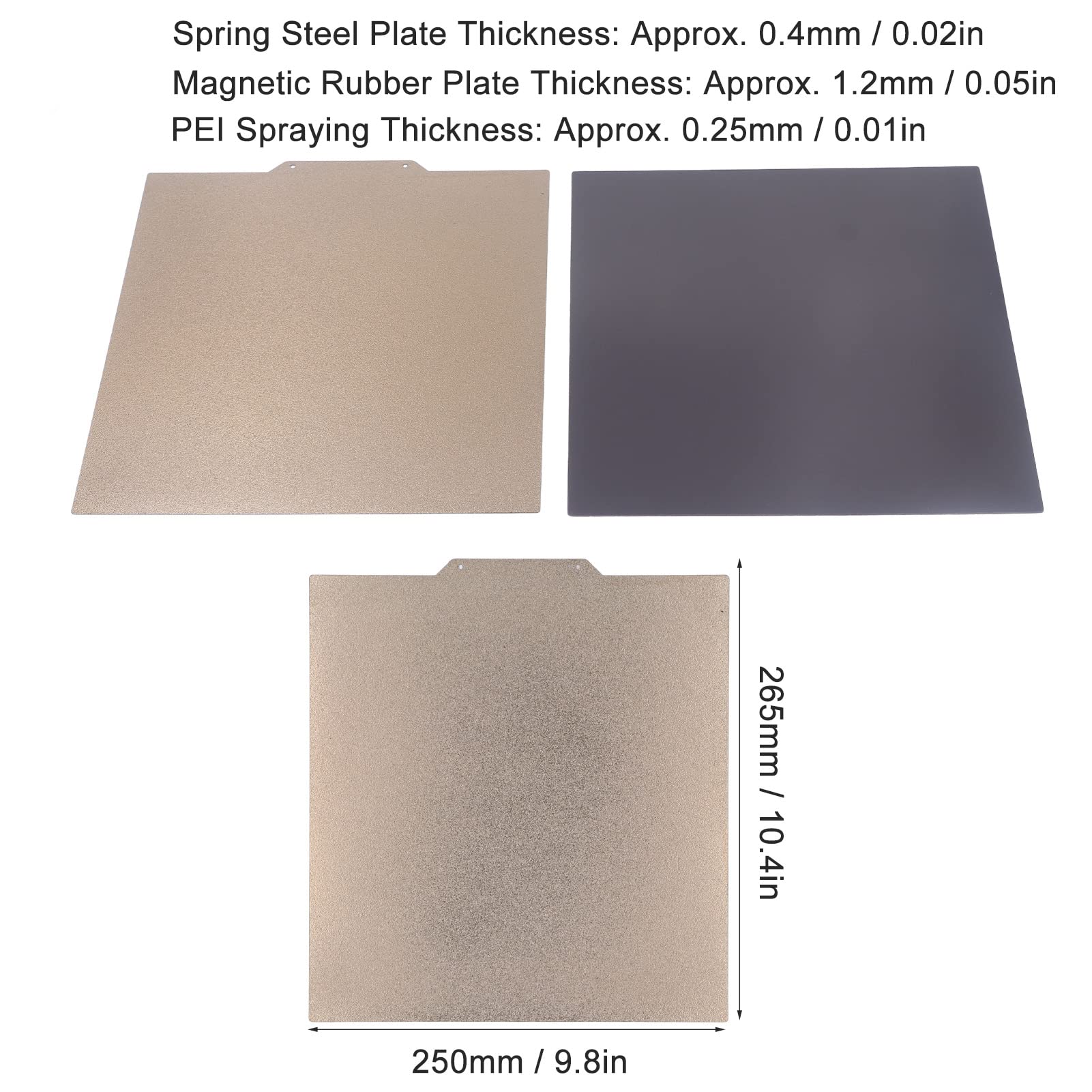 Plateau Magnétique Amovible à Ressort 265x250mm pour Imprimante 3D Adhérence Optimale Démoulage Facile