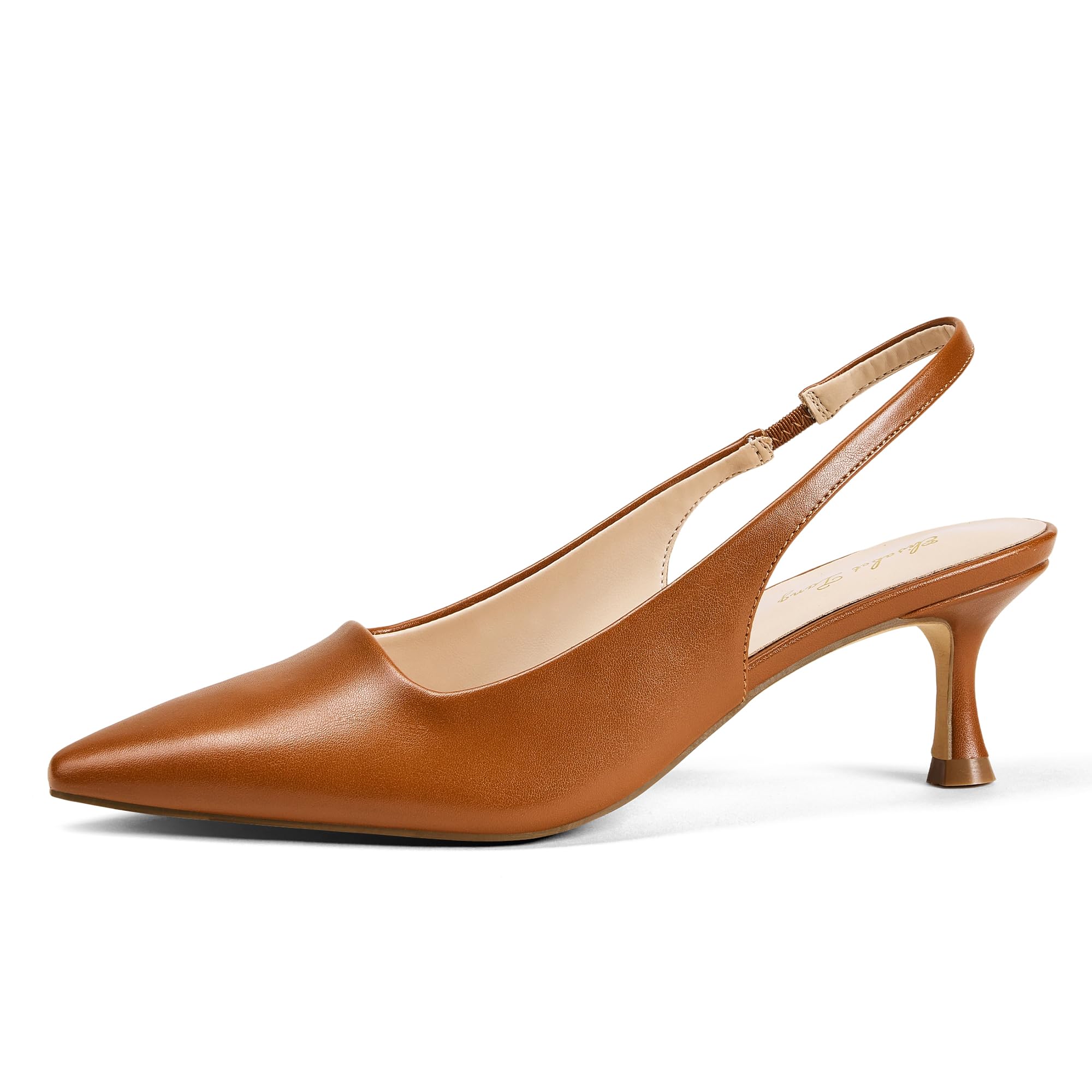 1.96IN Trendy Closed Toe Slingback Kitten Heels for Women Low Dressy Pumps Wide Width Sexy for Prom