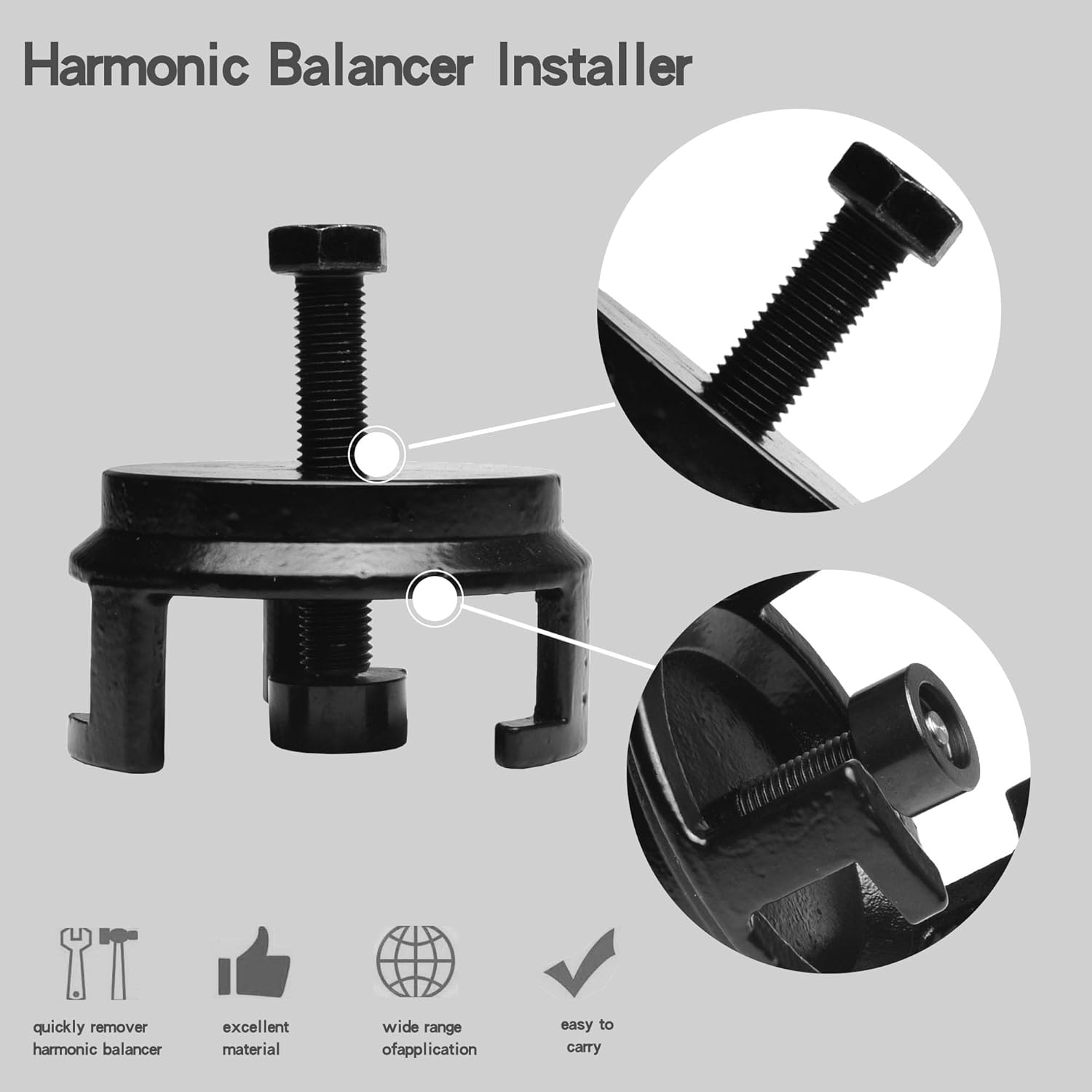 Crank Pulley Puller and Installation Set, Harmonic Balancer Puller and Harmonic Balancer Installation Tool, for GM LS LT Engines, for GM 25264 1997-UP V8 LS1 LS2 LS3 LS4 LSX LSA LS6 LQ4 LQ9