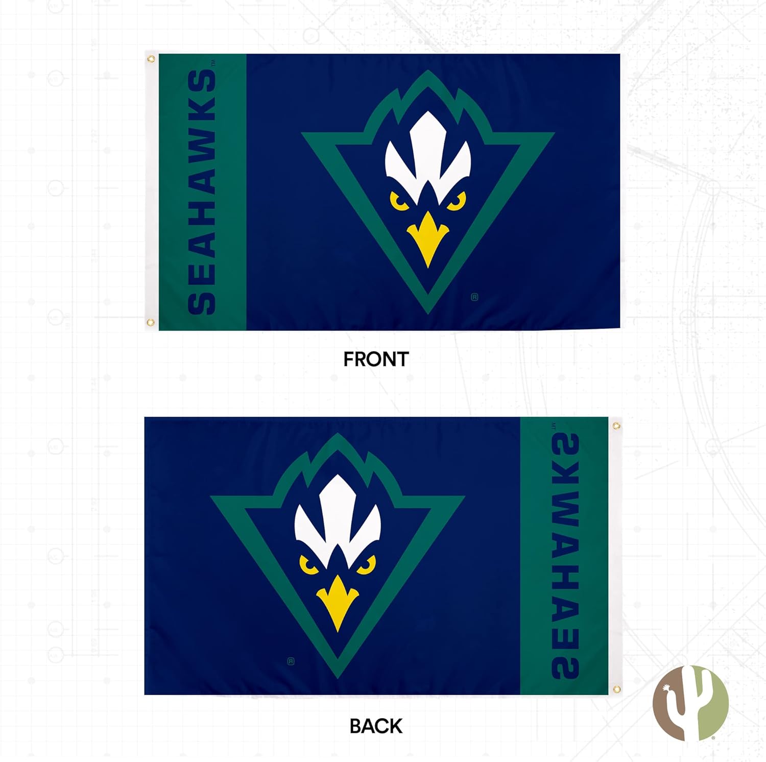Desert Cactus University of North Carolina Wilmington Flag Banners 100% Polyester Indoor Outdoor 3x5 feet Flags (Team Name) - Image 2