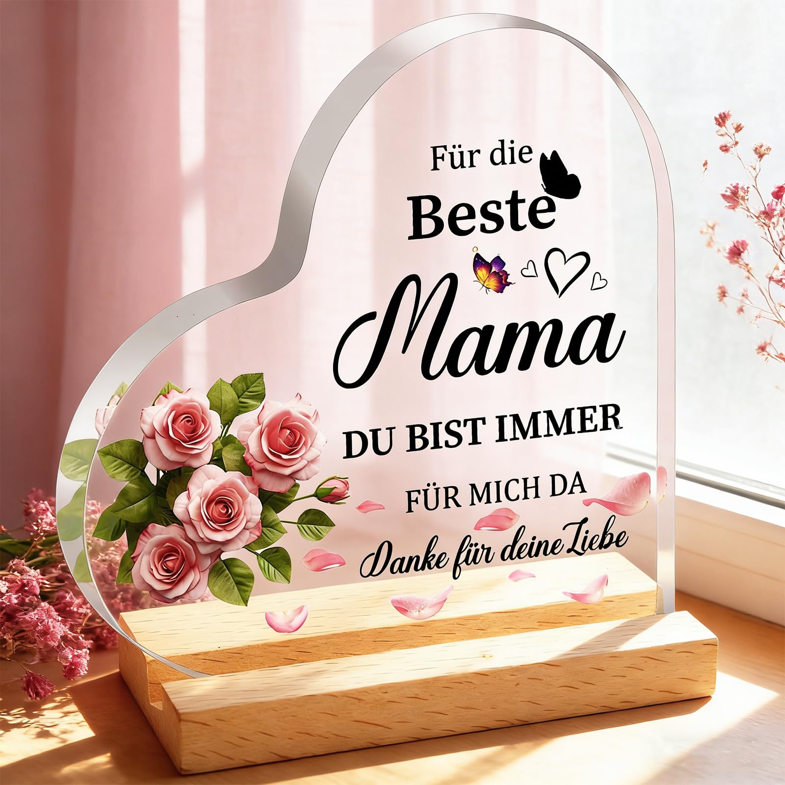 XIANNVXI Muttertagsgeschenk Mama Geschenk, Geburtstagsgeschenk für Mama Geschenke, Muttertag Geschenk für Mütter von Tochter Sohn, Beste Mutter Geschenke, Herzförmige Heimat Dekoration aus Acryl