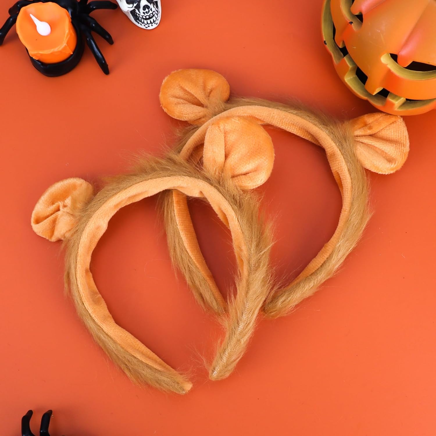 2Pcs Lion Ears Headband for Women and Girls, Furry Animal Ears Headbands Hair Accessories for Adult Halloween Cosplay Costume Makeup Washing Face - Image 7