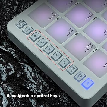 Portable MIDI Drum Pad Controller - Beat Maker Machine with 16 RGB Backlit Pads, Bluetooth USB, 8 Assignable Knobs for Music Production