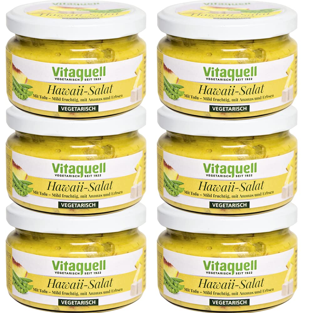 Vitaquell 6 x Salat Hawaii - vegetarisch mit Ananas und Apfel, 200 g