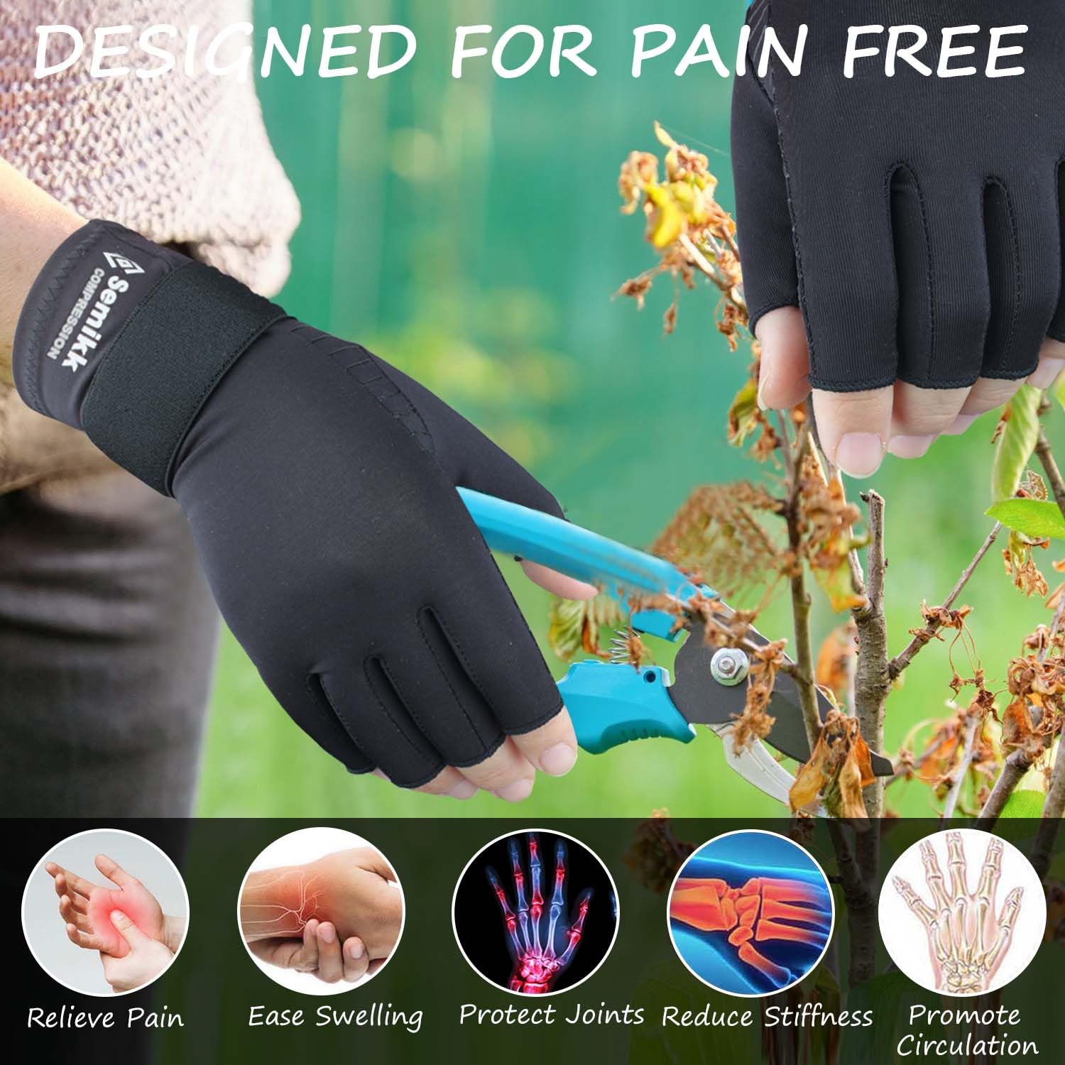 2 pares de guantes de artritis para mujeres y hombres, para dolor de manos, guantes de compresión de cobre para túnel carpiano, soporte de muñeca de ganchillo