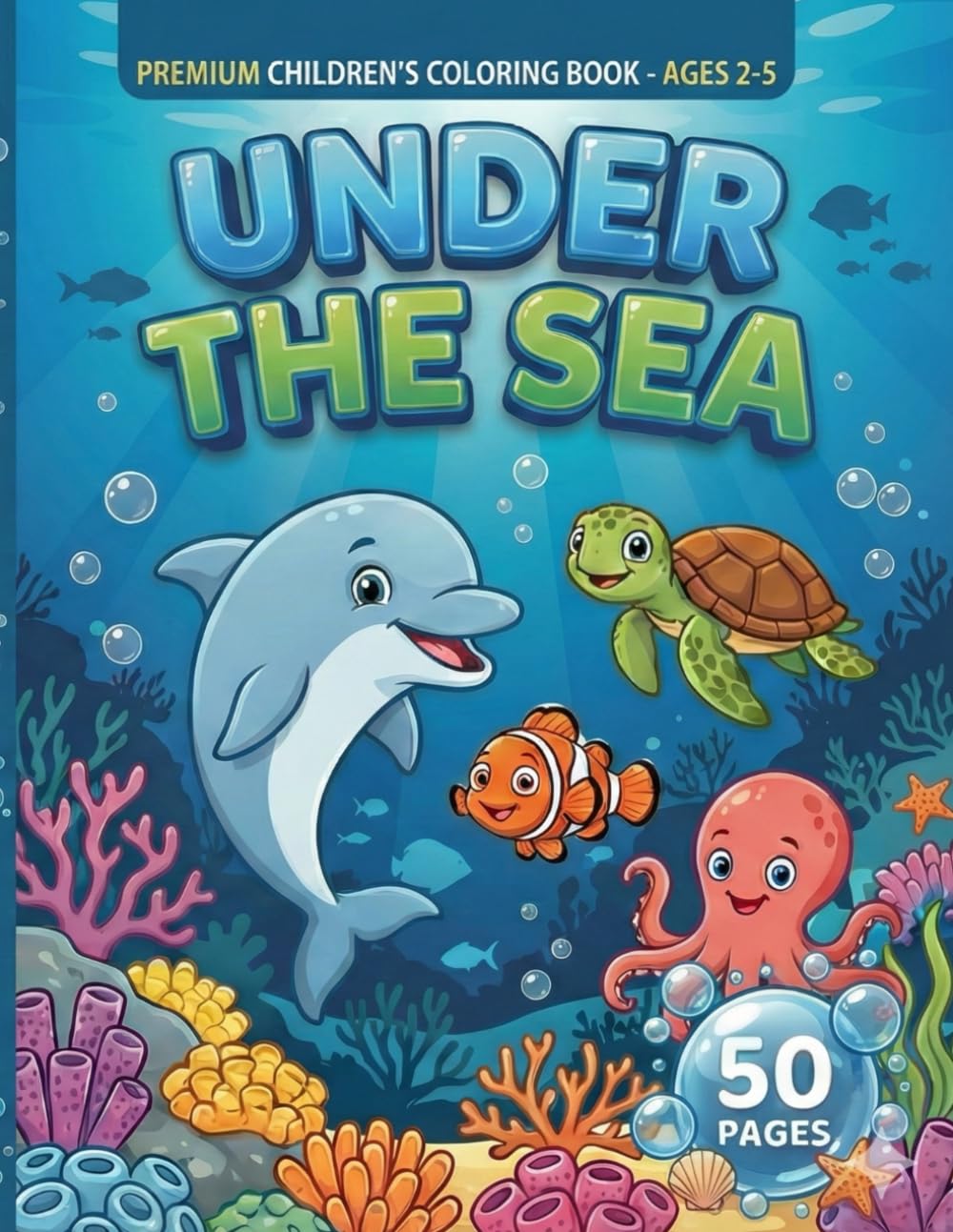 Under The Sea: Big, Simple & Fun Ocean Animals Coloring Pages for Toddlers & Kids Ages 2-5 (Preschool & Kindergarten Activity Book)