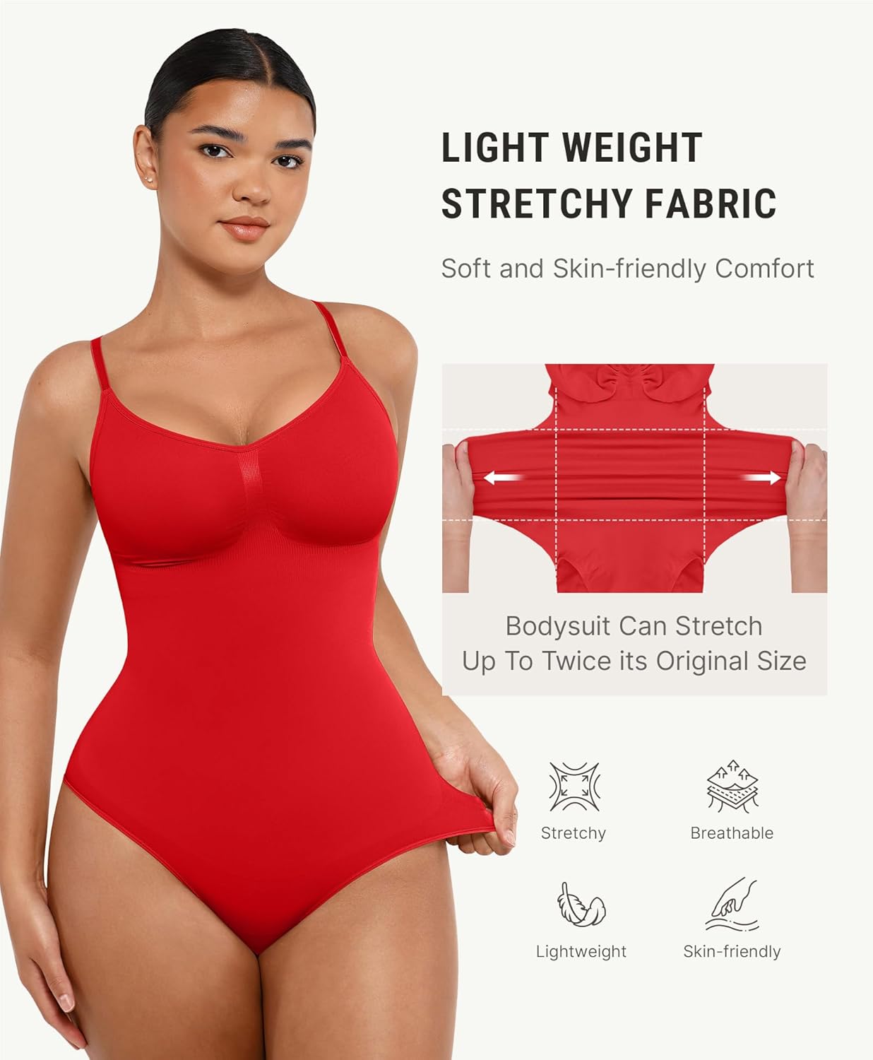 FeelinGirl Shapewear Bodysuit Tummy Control Body Shaper for Women Seamless Waist Snatching Shaper