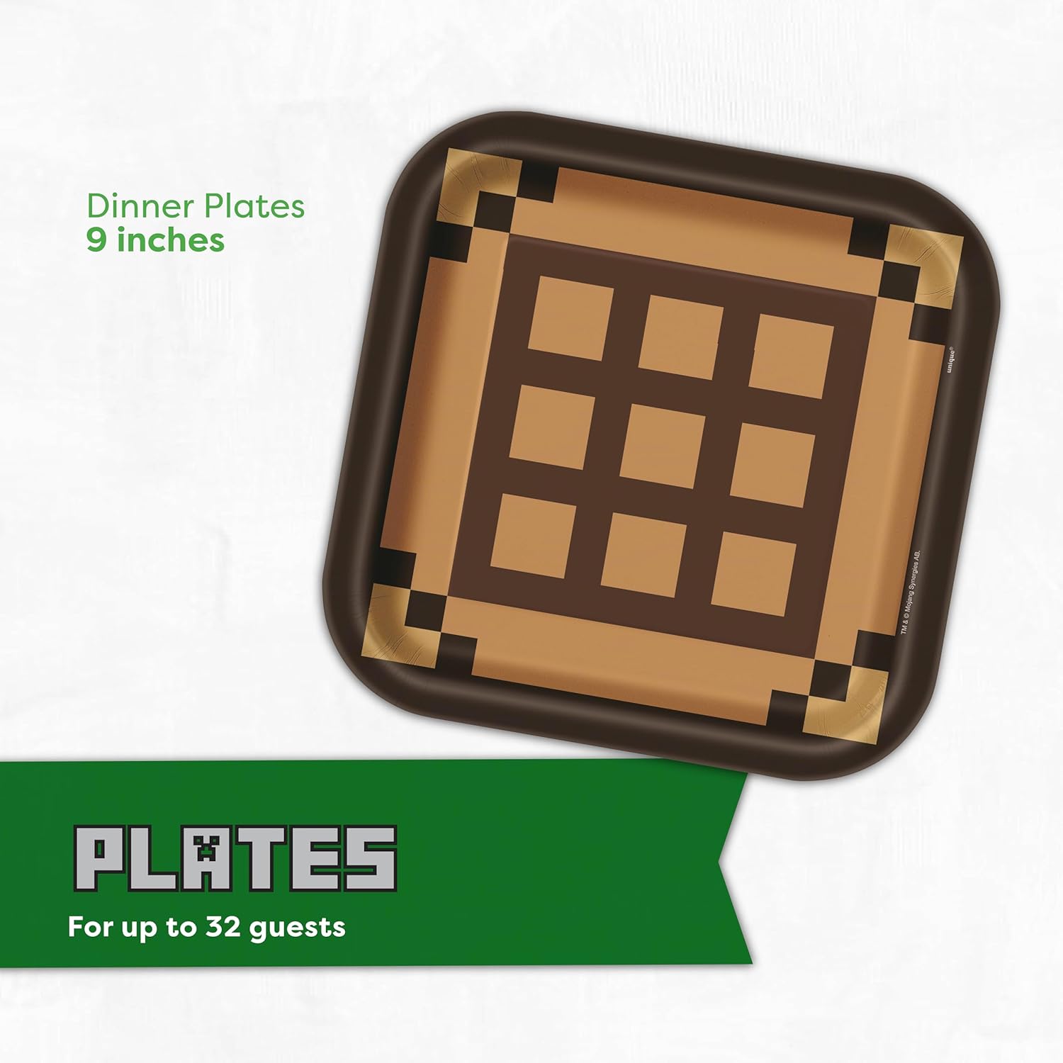 Unique Minecraft Plates and Napkins for 32 Guests | Minecraft Birthday Decorations for Party | Officially Licensed