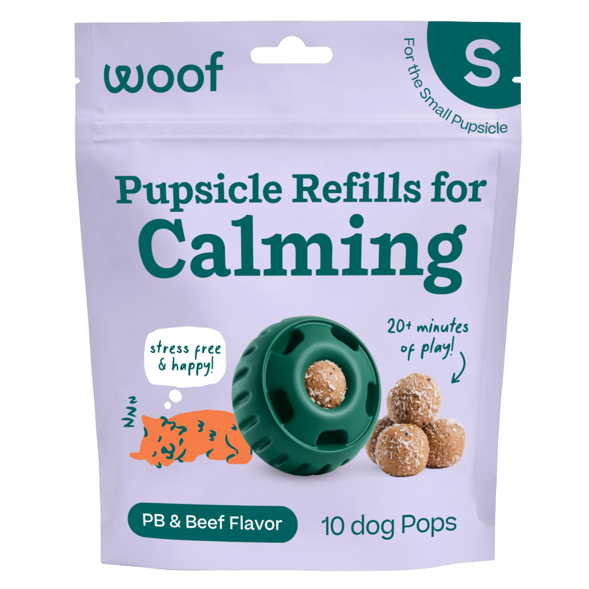 WOOF Pupsicle Refill Pops for Calming - Long-Lasting Refills for The Pupsicle Toy to Promote Calm - Calming Dog Treats - Magnesium for Dogs- Small Pops - 10 Count