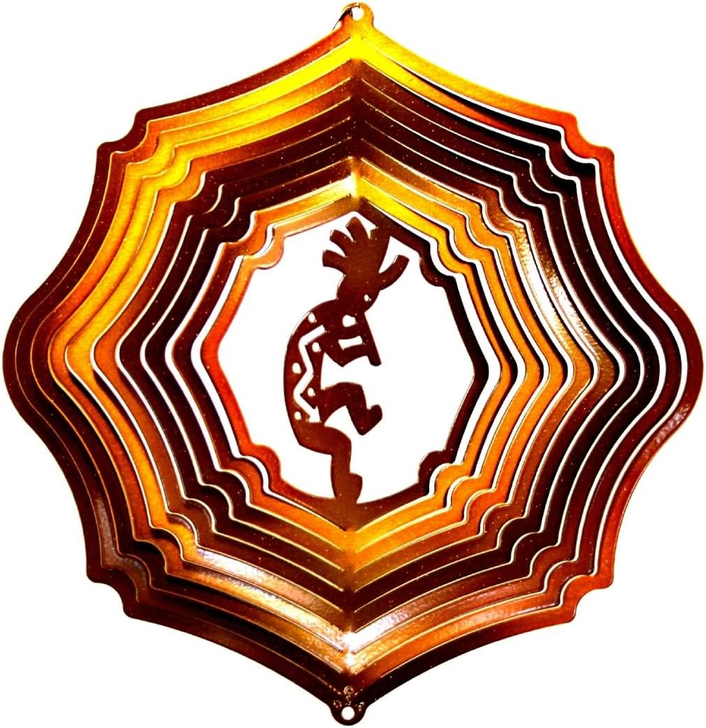12" Stainless Steel Wind Spinner Kokopelli Copper Starlight Patio, Lawn & Garden