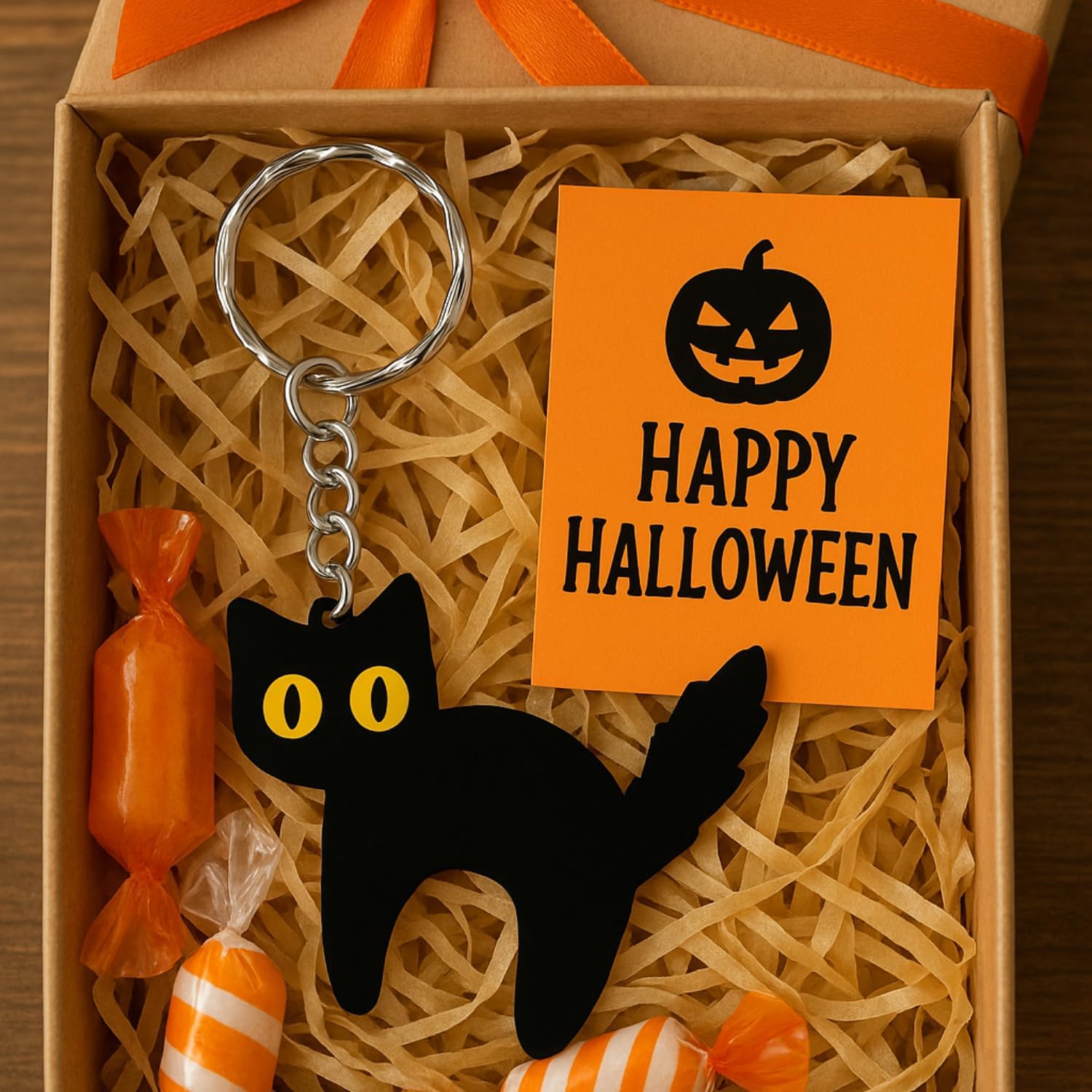 Black Cat Keychain (2 Pcs) – Acrylic Cute Cat Key Ring, Halloween Spooky Accessory for Backpack, Car Keys, Gifts - Image 5