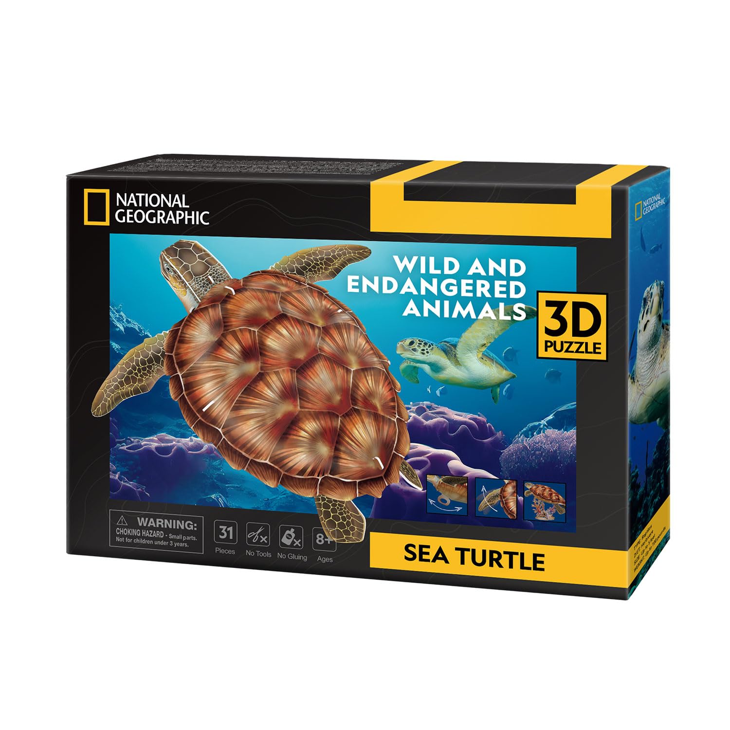 National Geographic - Tortuga Marina | Puzzle 3D | Maquetas para Montar | Regalo Niño 8 Años | Regalo Niña 8 Años | Manualidades Adultos | Puzzle Infantil | 31 Piezas