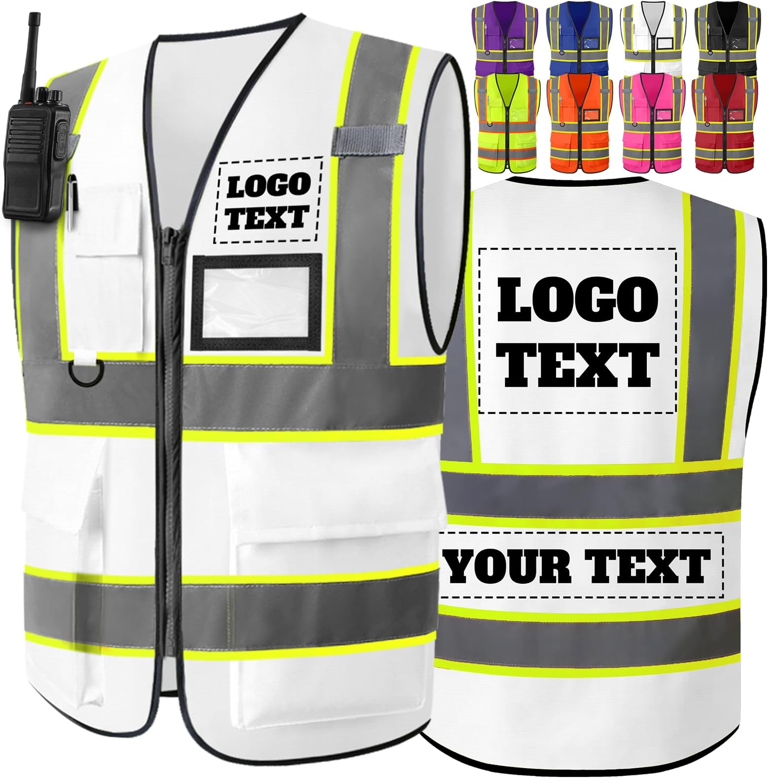 Custom Safety Vest for Men with Pockets Two Tone High Visibility Vest Customized Logo Hi Vis Construction Work Vest for Men Women