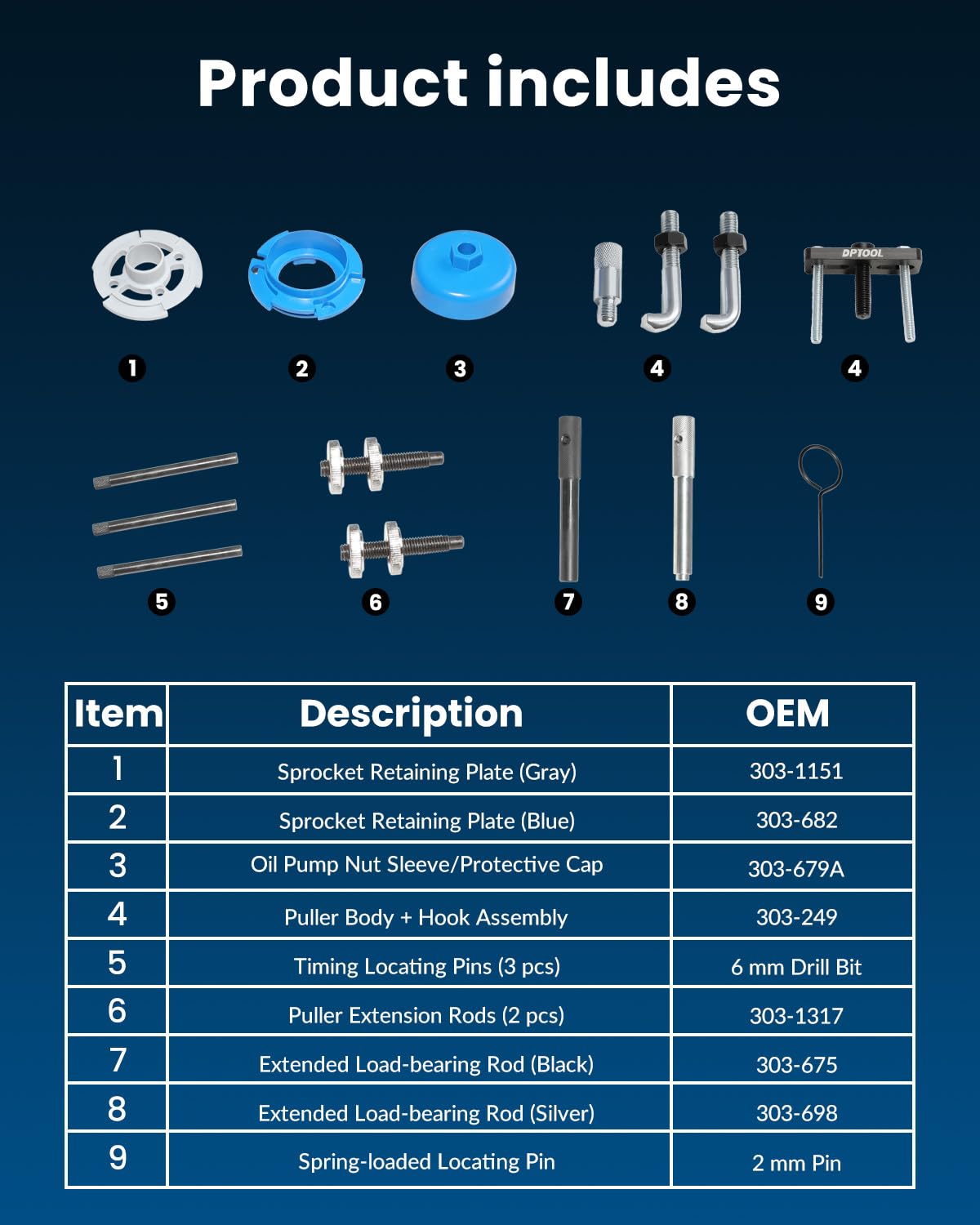 DPTOOL Herramienta de sincronización, Bomba de inyección, Extractor de Cubierta de piñón de Cadena, Compatible con Motor diésel Ford 2.0 2.2 2.4 3.2 TDDi TDCi