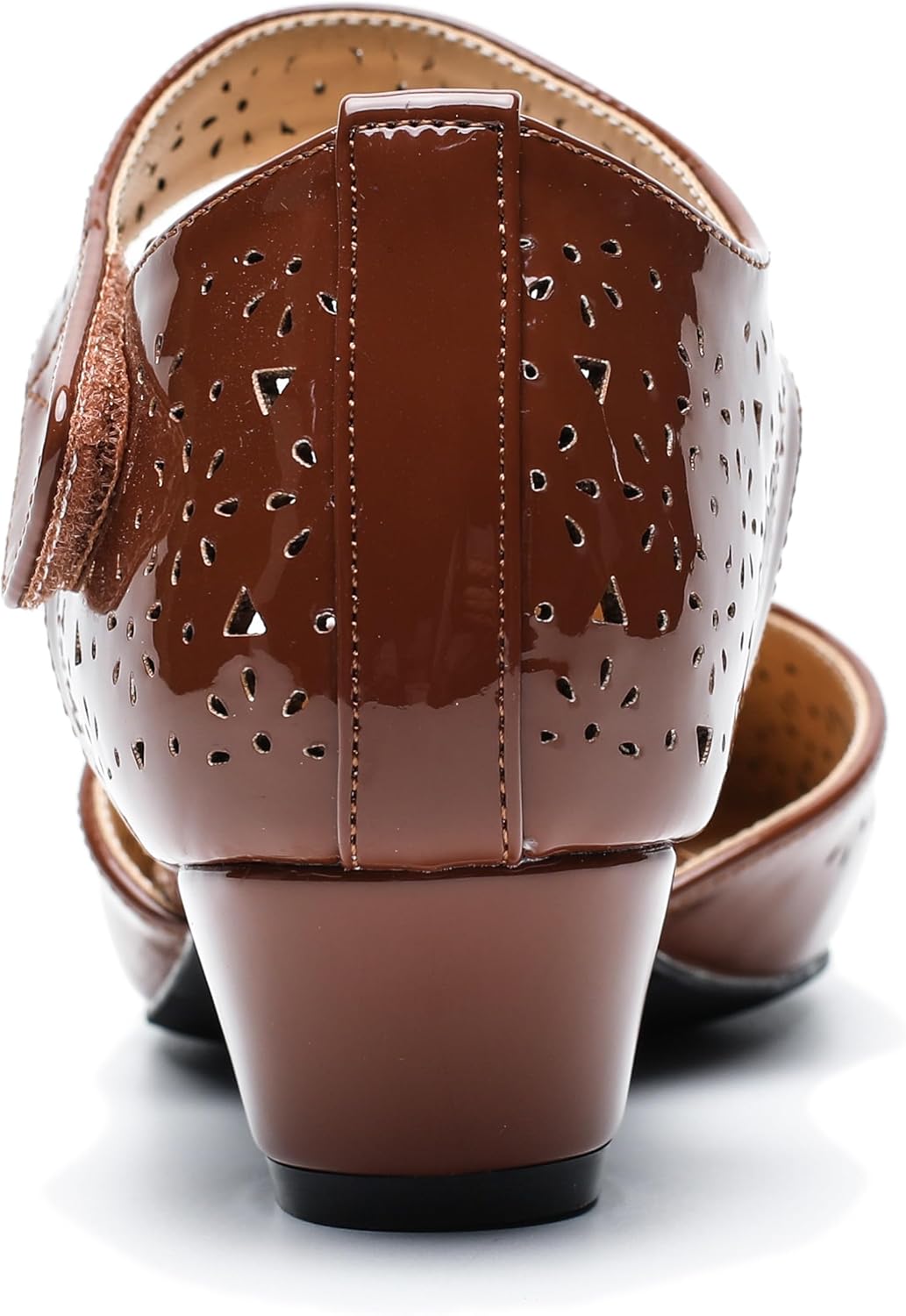 Women's Ankle Strap Cut Out Closed Toe Low Block Heels Pumps Retro Shoes Hook and Loop D'Orsay Comfortable Vintage Dressy Wedding Party Work Church Shoes - Image 7