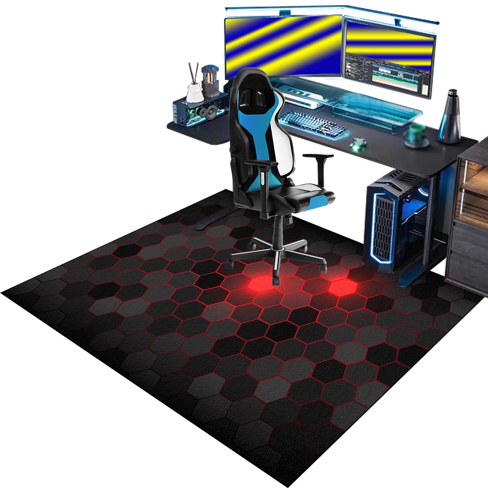 Gaming Chair Mat for Carpet, Rolling Chair Mat, Heavy Duty Office Chair Mats for Carpeted and Hardwood Floor Carpet Protector Chair Mat for Home and Office 60 x 70 cm Floor Mat for Office Chair