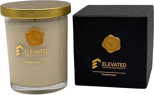 Elevated Scente[d] Candles - Velas de especias de calabaza | Tarro de vela grande de 9.1 onzas, 70 horas de tiempo de combustión, perfumado de otoño