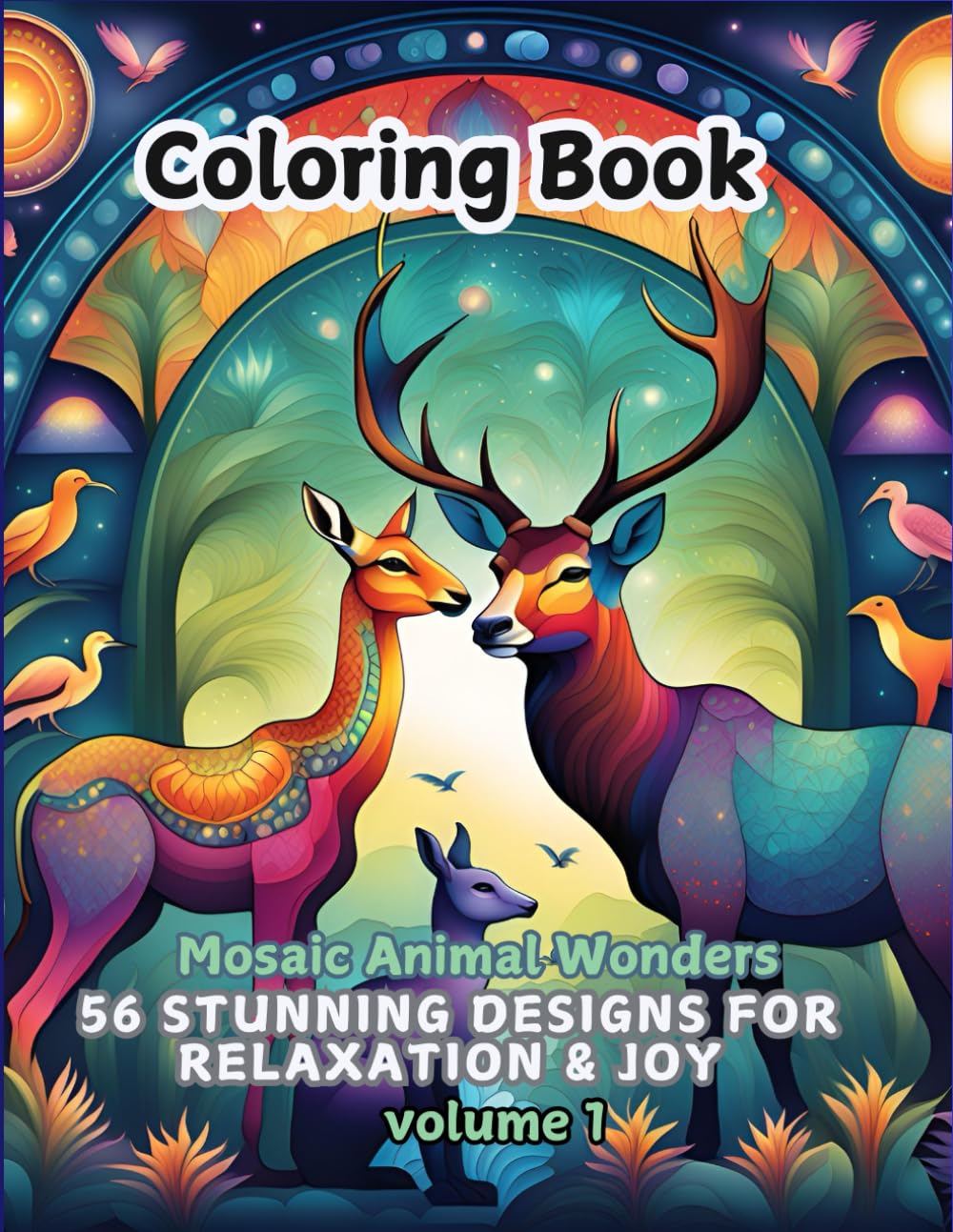 Mosaic Animal Wonders: 56 Stunning Designs for Relaxation & Joy