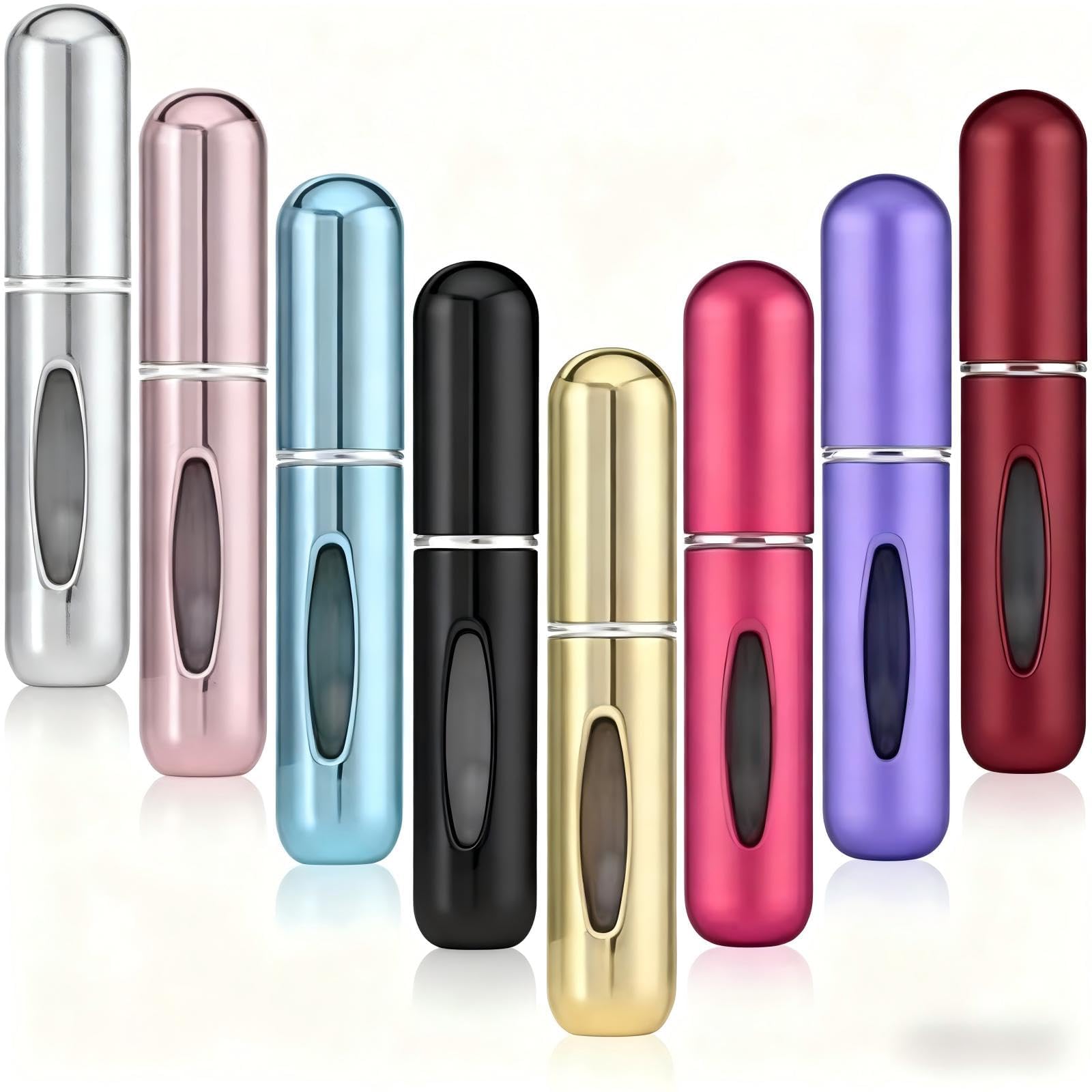 Lynrow Men's Multicolored 8Pcs Travel Perfume Atomiser Refill Bottles, 5Ml Mini Perfume Bottle Set For Luggage, Aftershave, And Holiday
