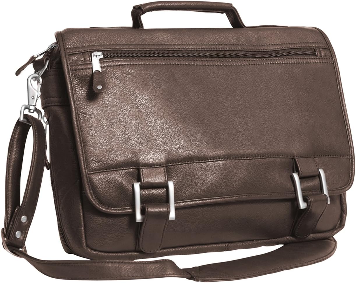 Copper Canyon 15-inch Leather Expandable Briefcase, Brown, One Size