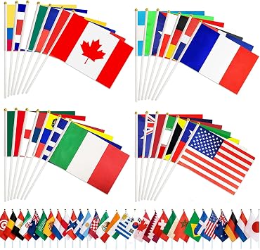 World Cup Handheld Flags World Cup Decorations 2026 48 Countries International Flags Stick National Small Banner on Stick for Sports Events Olympic Festivals Celebration International Party Decor