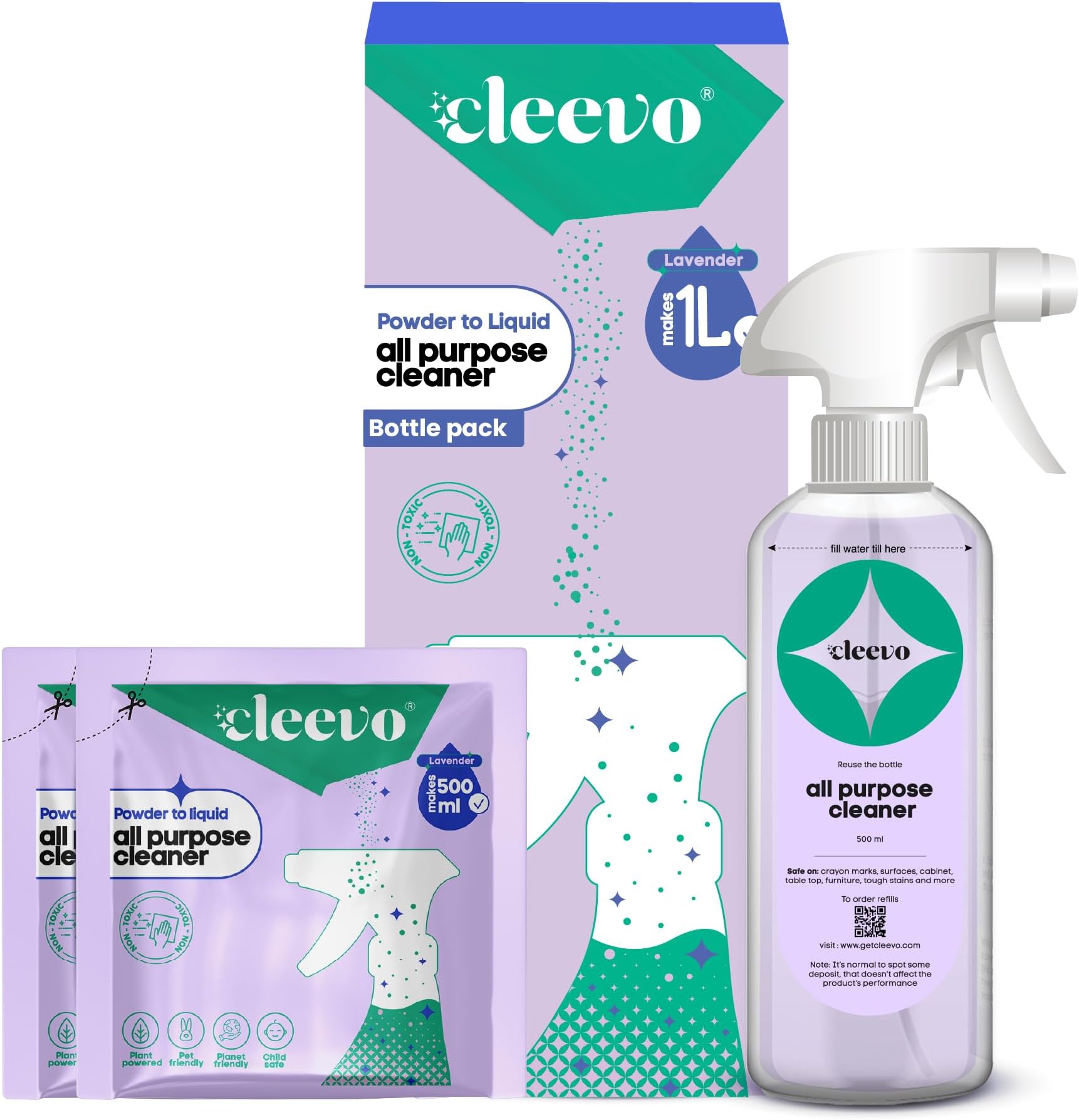 - Cleevo All- Surface Cleaner- 1 Litre Bottle Pack | Powerful Surface Cleaning Liquid for Tough Stains | Non-toxic Stain Remover for Home Surfaces Cleaning | Multi Surface Cleaner (Lavender)
