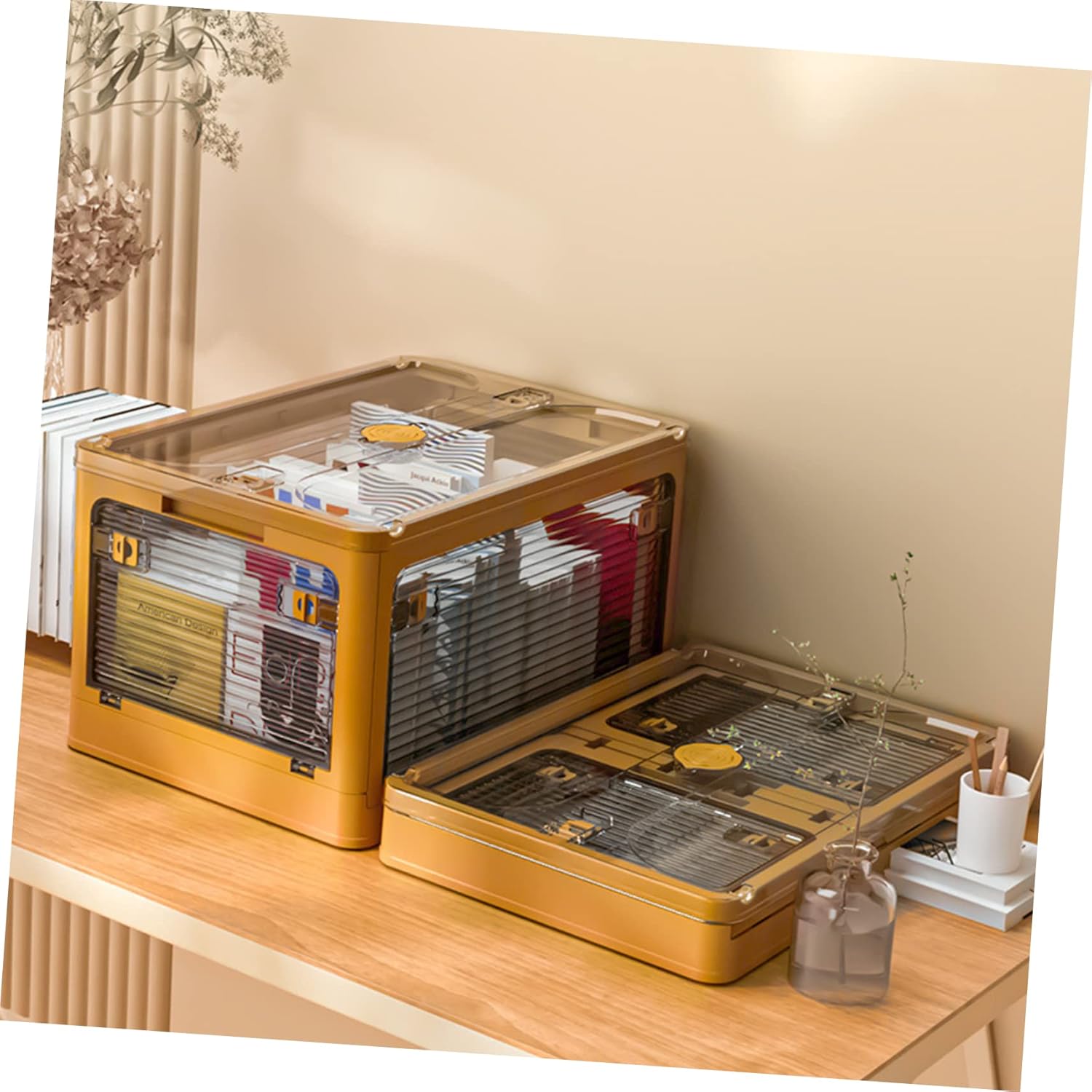 PRETYZOOM Sundries Organizer Box Foldable Home Storage Clothes Holder Rolling Cover