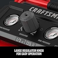 Vista 4 de CRAFTSMAN Compresor de aire, compresor de aire portátil de 2 galones, 1/3 HP máximo 125 PSI sin aceite, peso ligero con kit de accesorios de 10