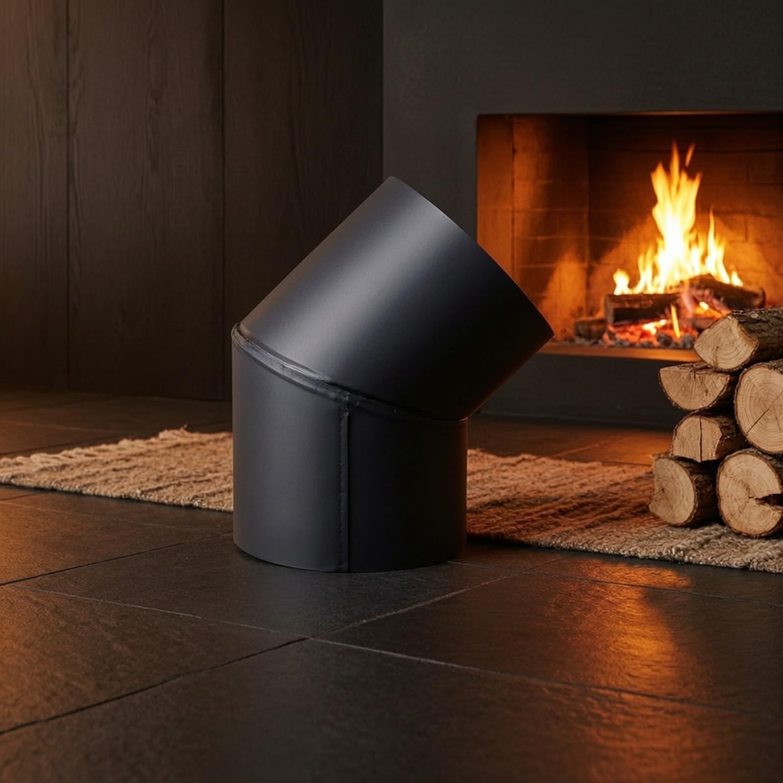 Codo para Tubería en Acero Inoxidable con Costura Visible y Acabado Negro Termorresistente para Conexión l Conducto Principal Acuado, 150MM